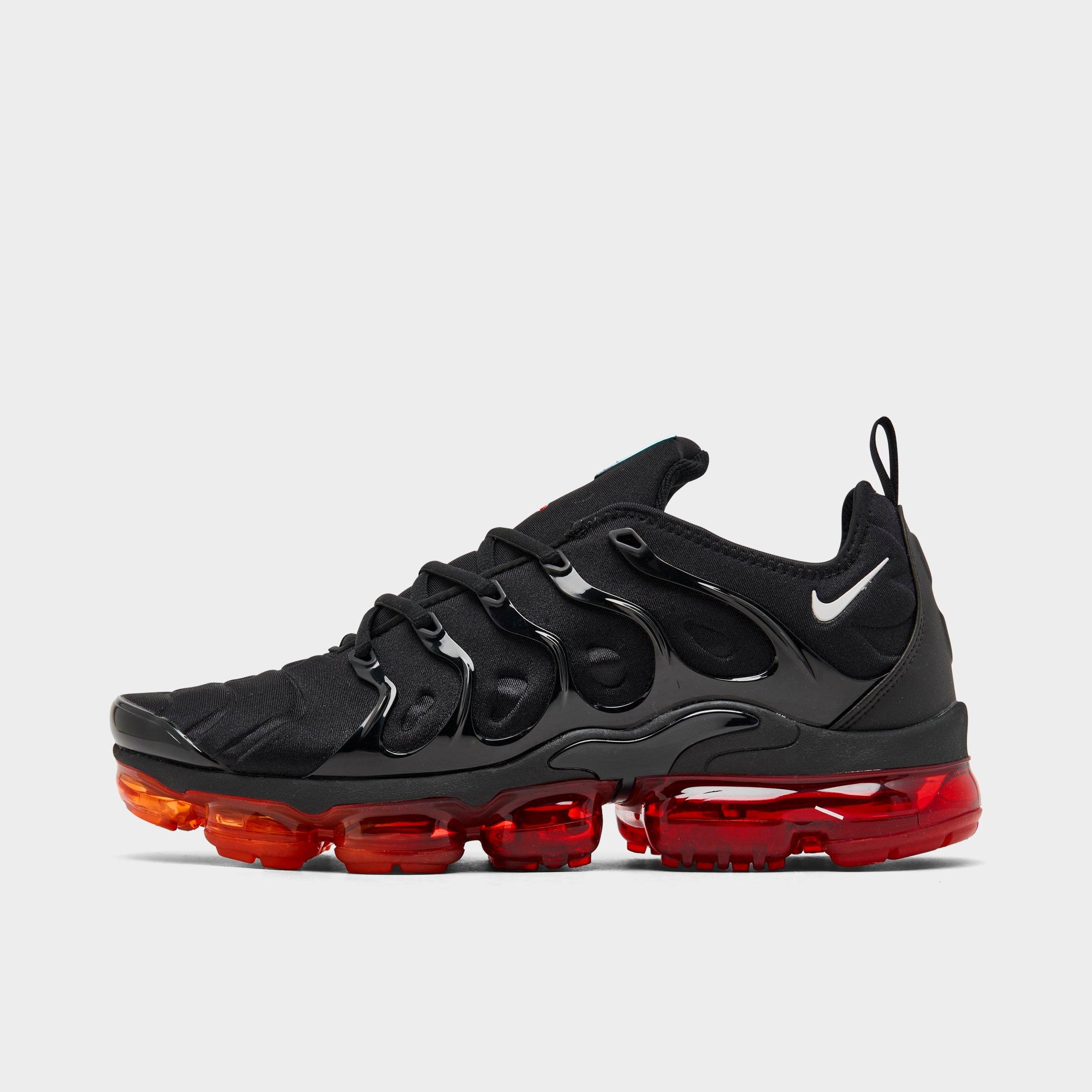 Nike Men's Air VaporMax Plus Running Shoes in Black/Light Smoke Grey/Magma Orange Size: 7.5