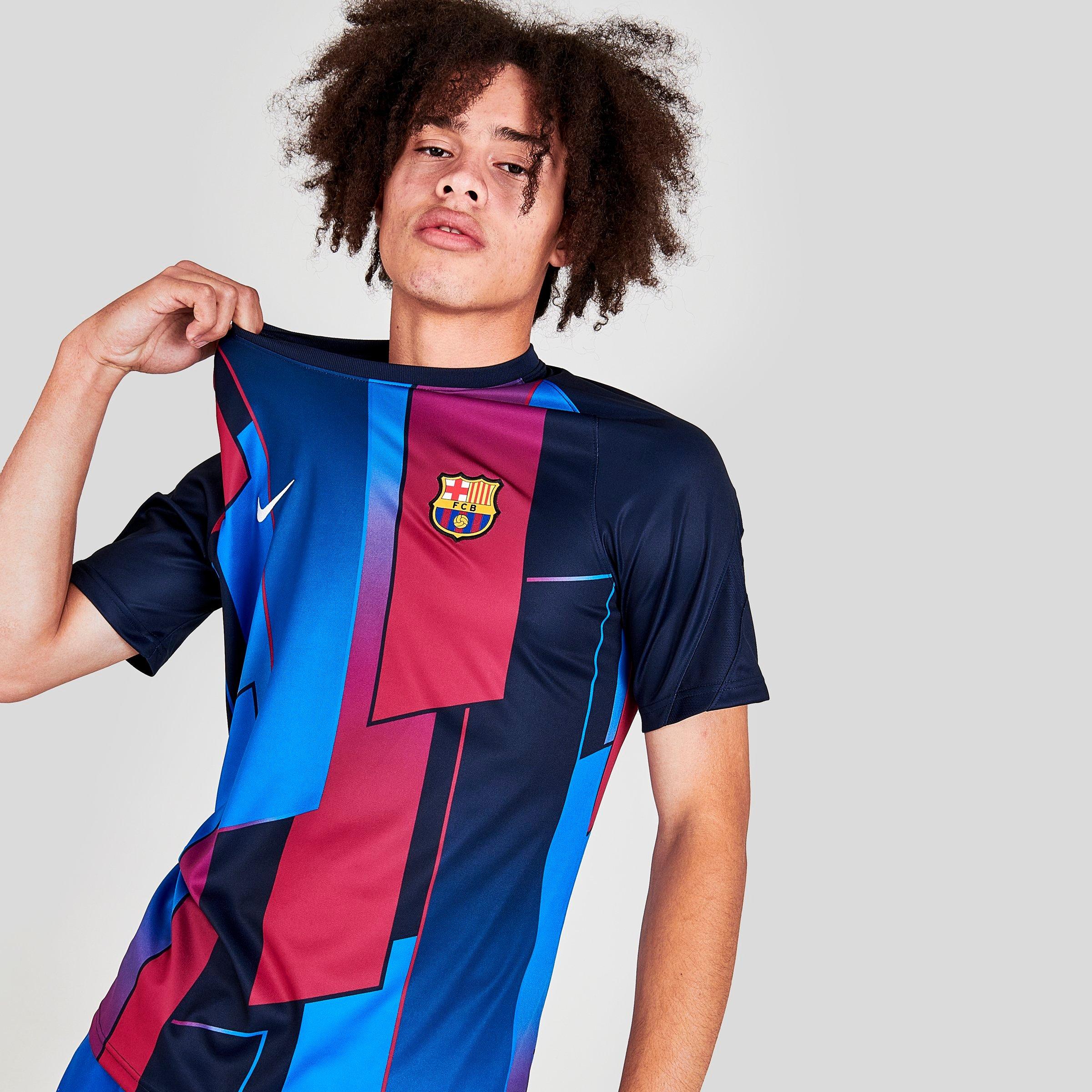 Nike Men's Fc Barcelona Pre-match Short-sleeve Soccer Top In Blue ...