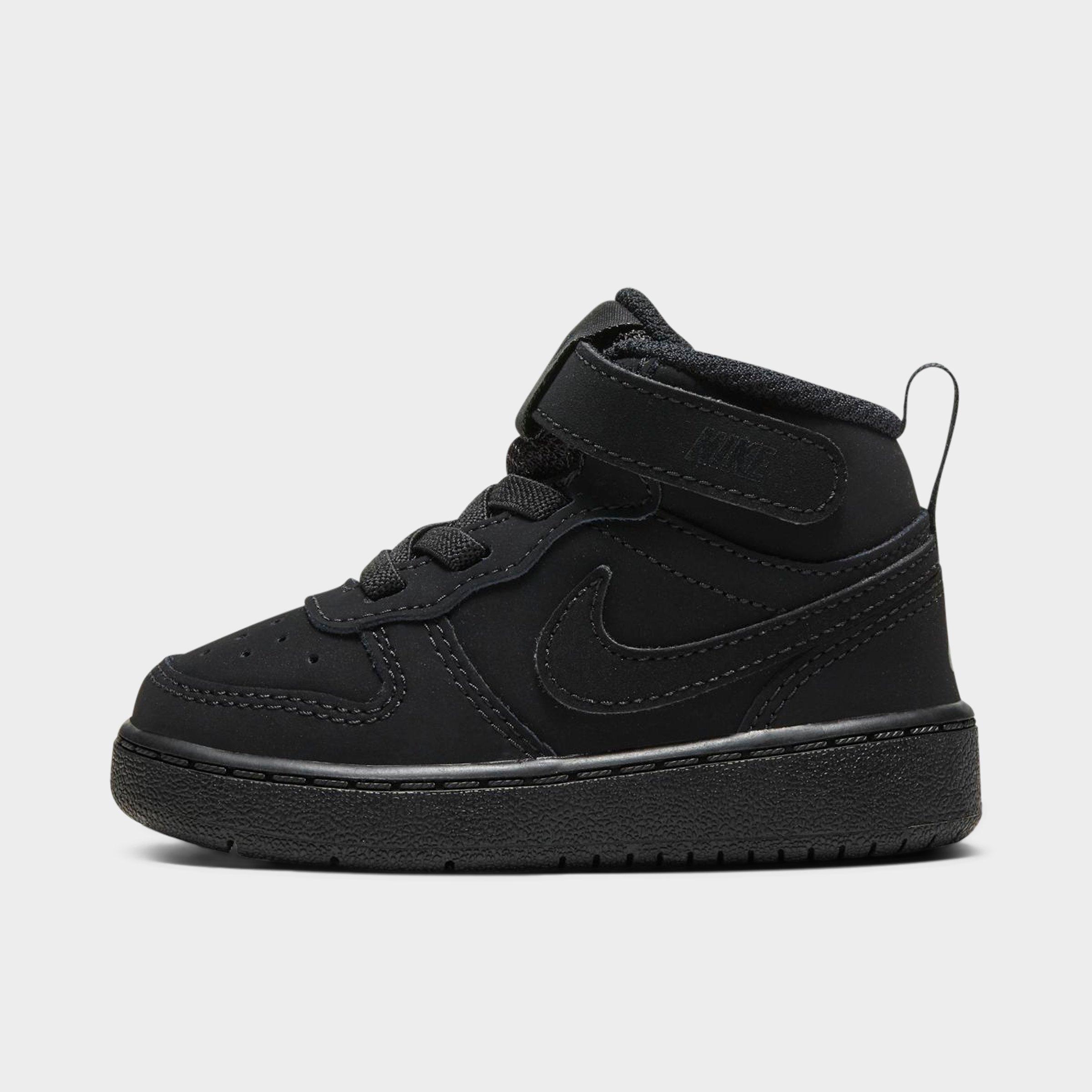 Nike Kids' Toddler Court Borough Mid 2 Casual Shoes In Black/black/black