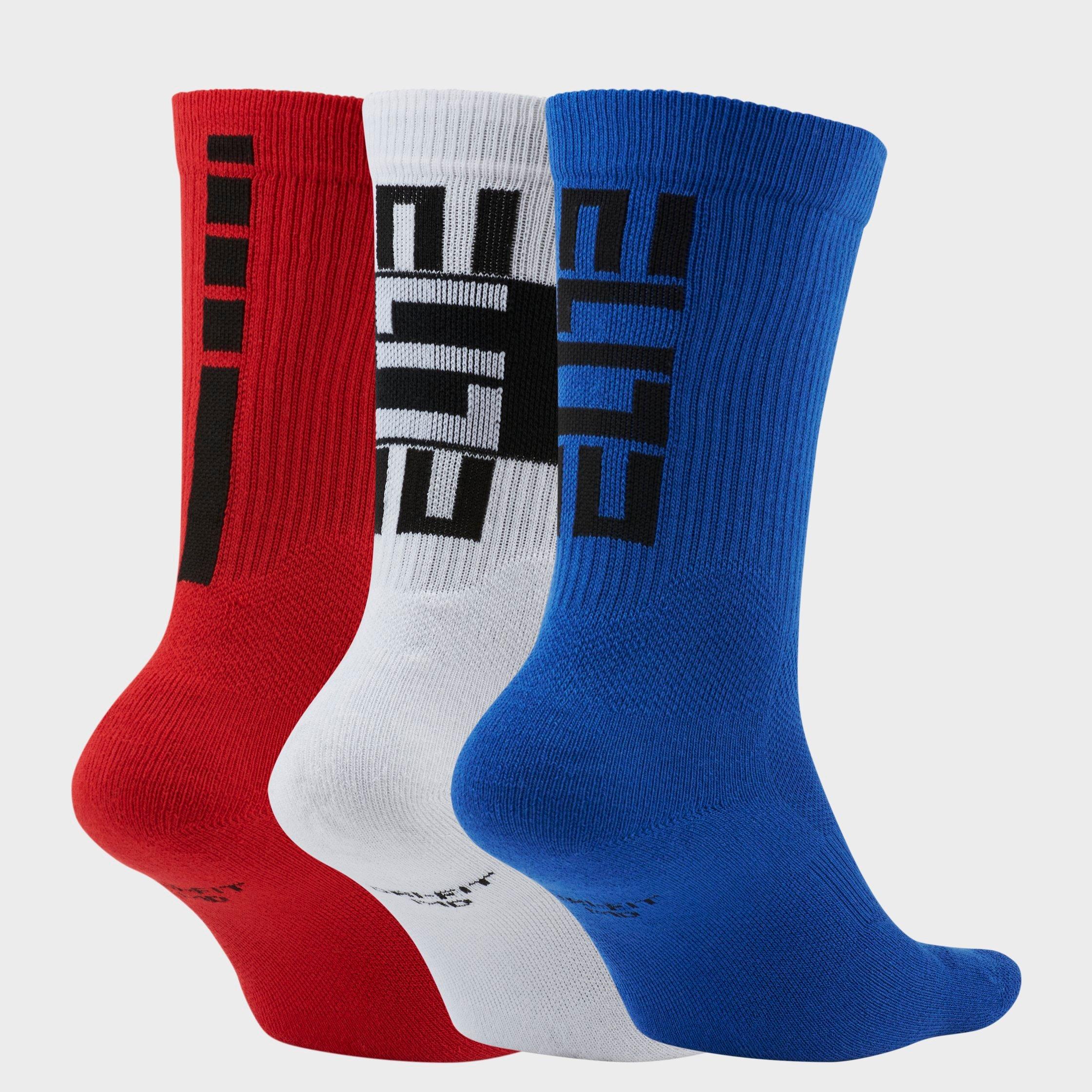 NIKE NIKE KIDS' ELITE 3-PACK BASKETBALL CREW SOCKS SIZE 5-7 COTTON/NYLON/POLYESTER,8098791