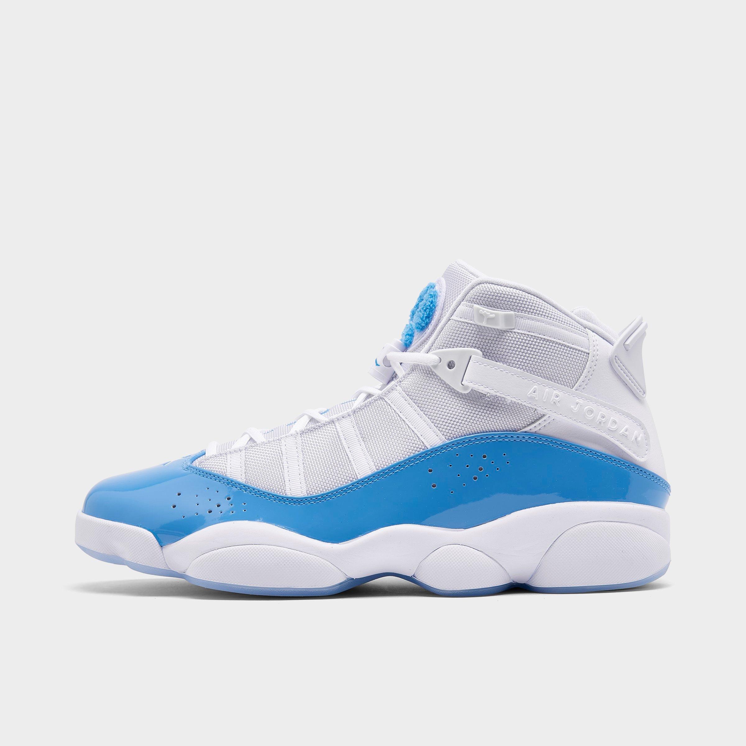 Jordan Men's Air 6 Rings Basketball Shoes in Blue/White Size 8.0 Leather