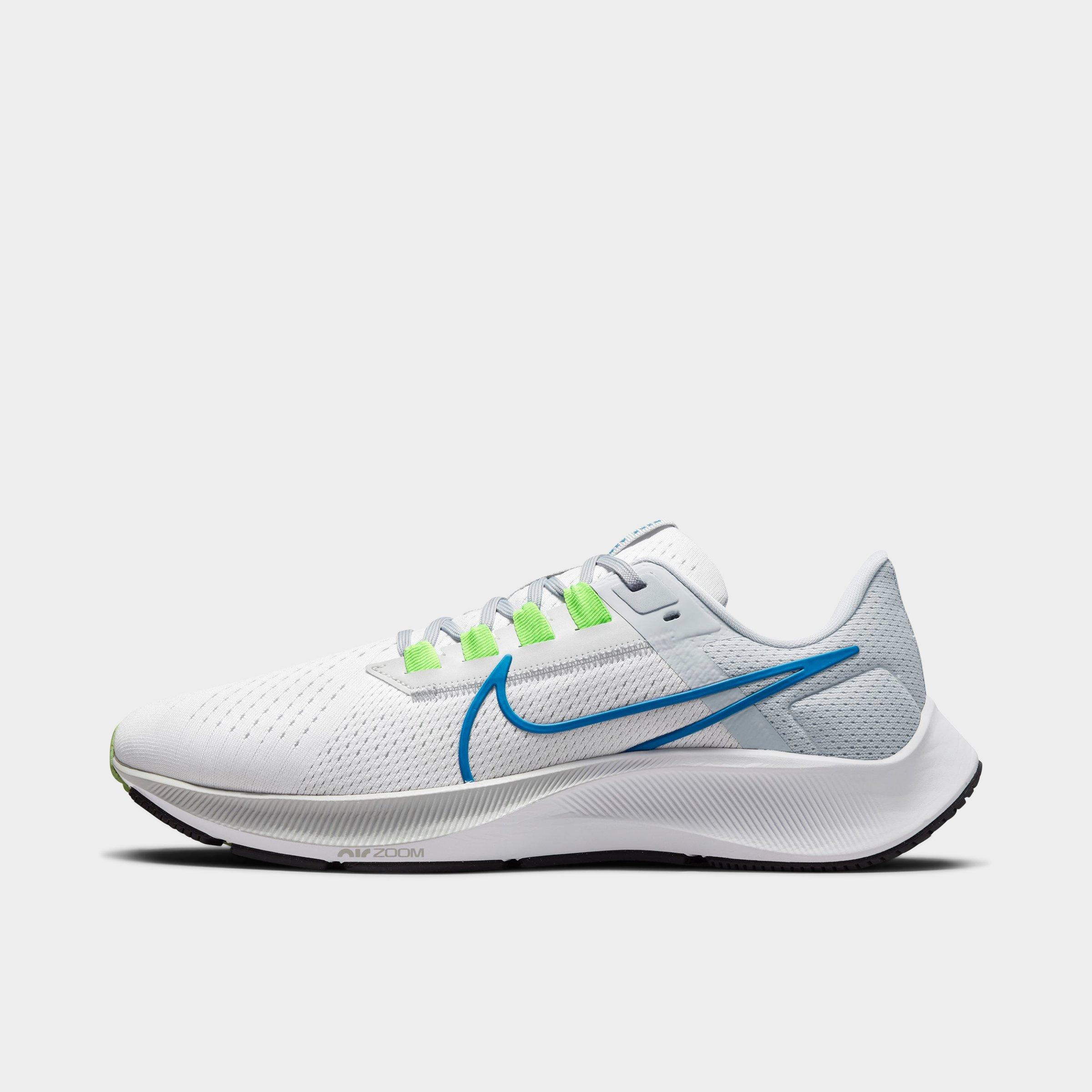 Nike Men's Air Zoom Pegasus 38 Running Shoes In White/imperial Blue/pure Platinum/wolf Grey/lime Blast/black