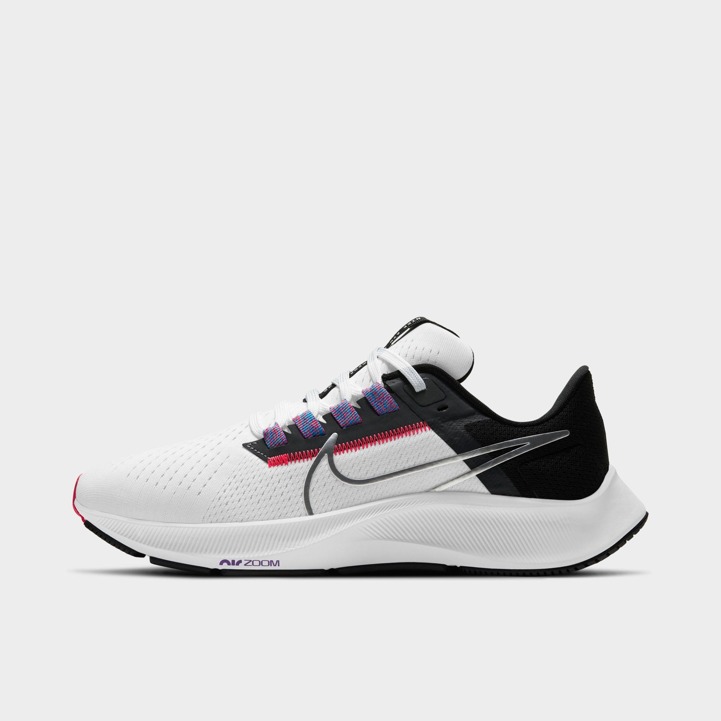 Nike Women's Air Zoom Pegasus 38 Running Shoes In White/black/flash Crimson/metallic Silver