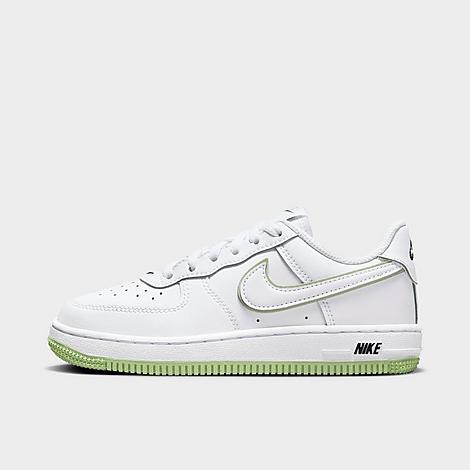 Nike Little Kids' Air Force 1 Low Casual Shoes In White/white/black/honeydew