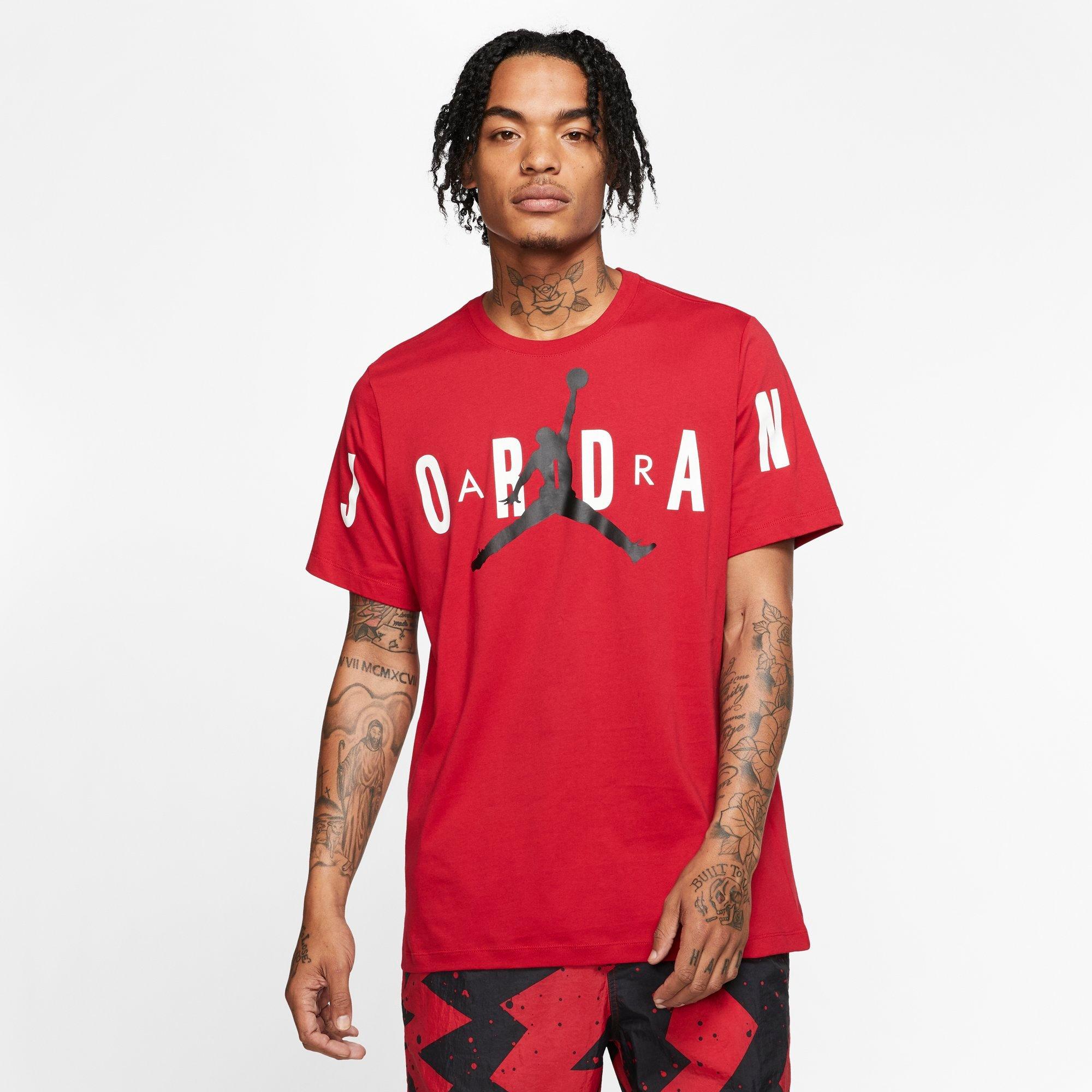 yellow and red jordan shirt