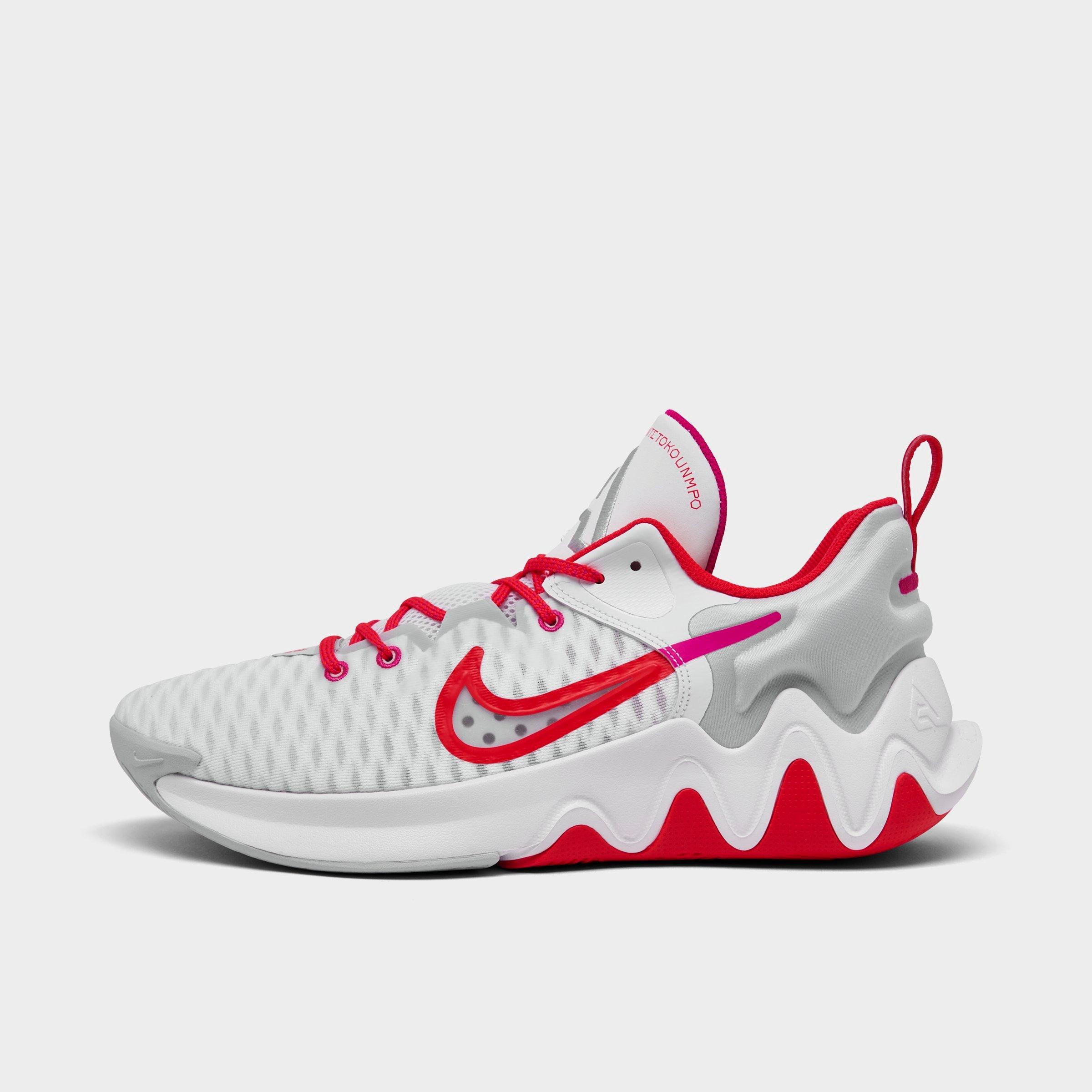 Nike Men's Giannis Immortality Basketball Sneakers From Finish Line In White/siren Red/pink Prime/pure Platinum