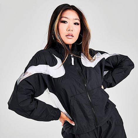 Nike Women's Sportswear Air Max Day Woven Wind Jacket In Black/white/light Aqua