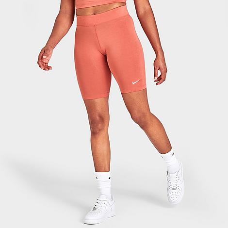 Nike Women's Sportswear Essential Mid-rise 10" Bike Shorts In Madder Root/white