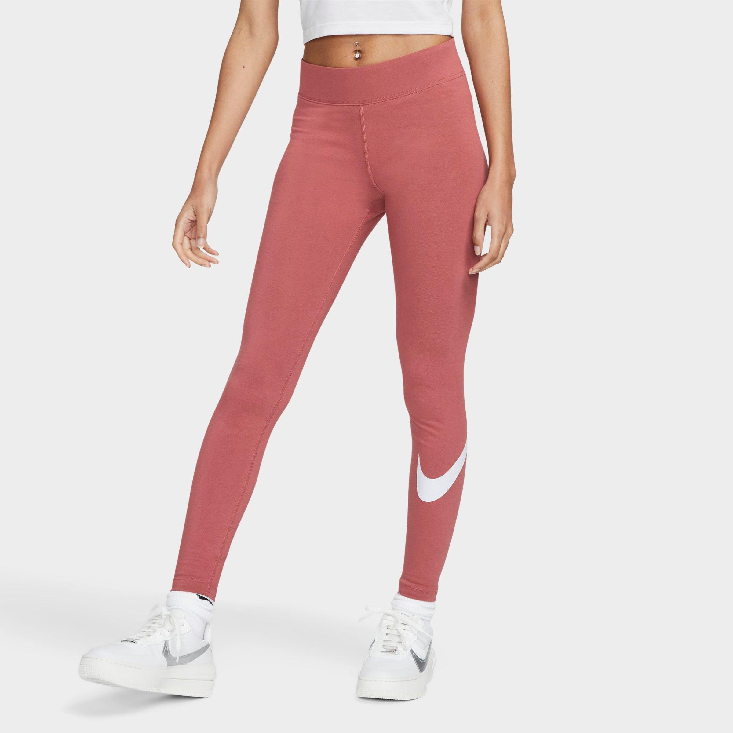 Nike Women's  Sportswear Essential Mid-rise Swoosh Leggings In Canyon Rust/white