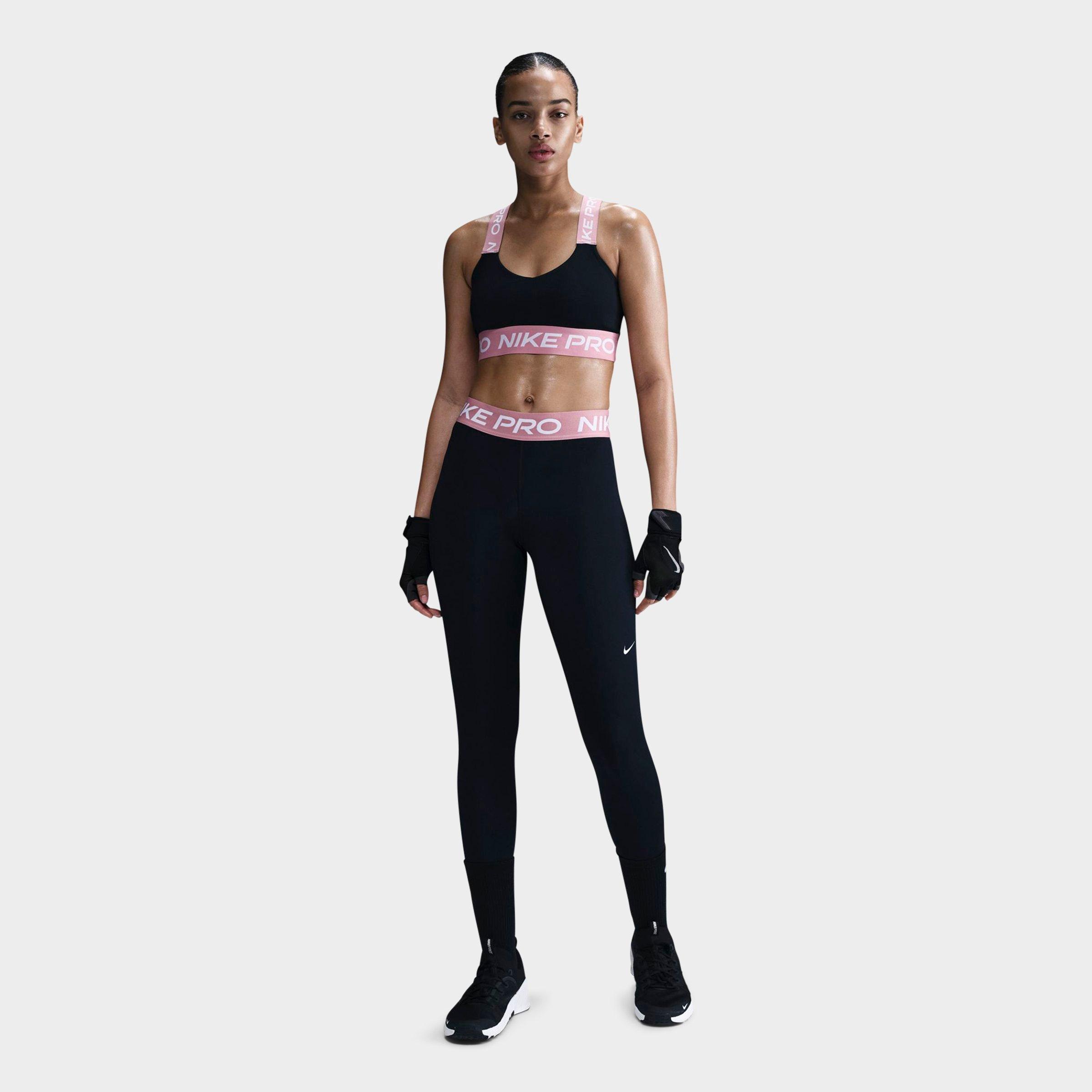Nike Women's Pro 365 High-Waisted 7/8 Mesh Panel Leggings in Black/Elemental Pink Size: 2XS