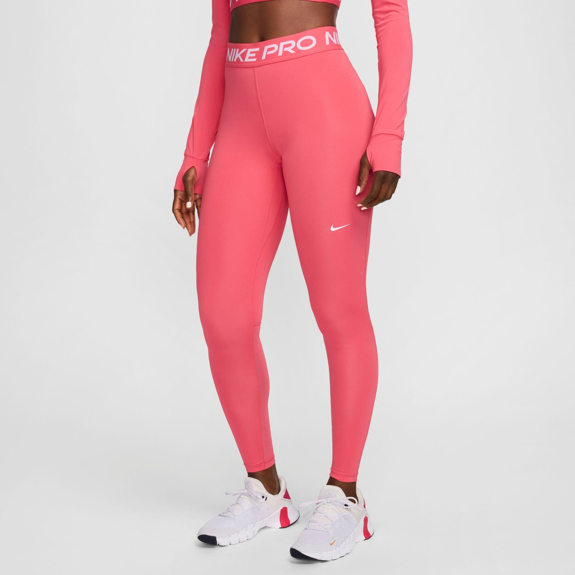 Nike Women's Pro 365 High-Waisted 7/8 Mesh Panel Leggings in Pink/Aster Pink Size Large Polyester/Spandex/Fiber