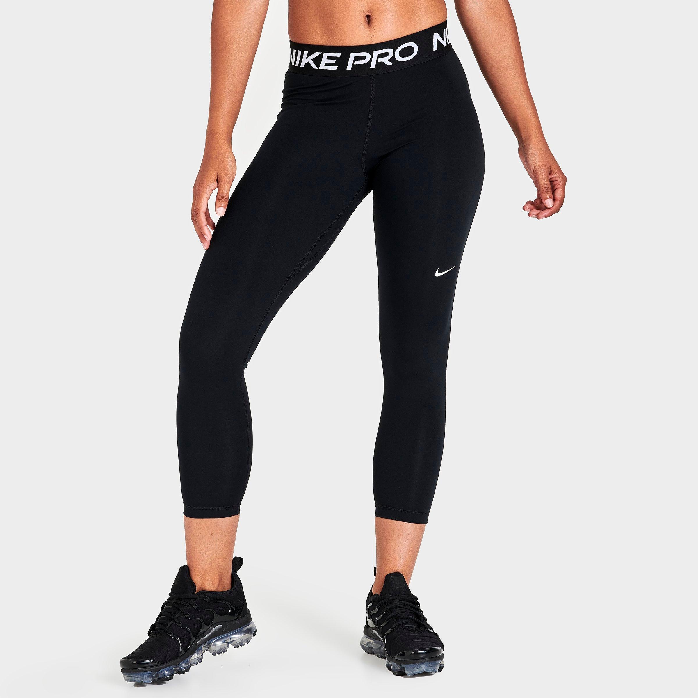 Nike Women's Pro 365 Mid-Rise Crop Leggings in Black/White Size: 2XS