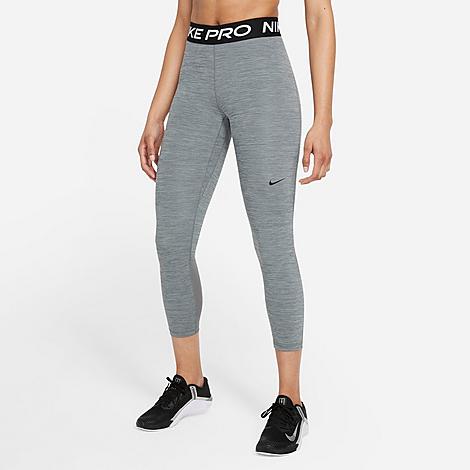 Nike Women's Pro 365 Mid-rise Crop Leggings In Smoke Grey/heather/black