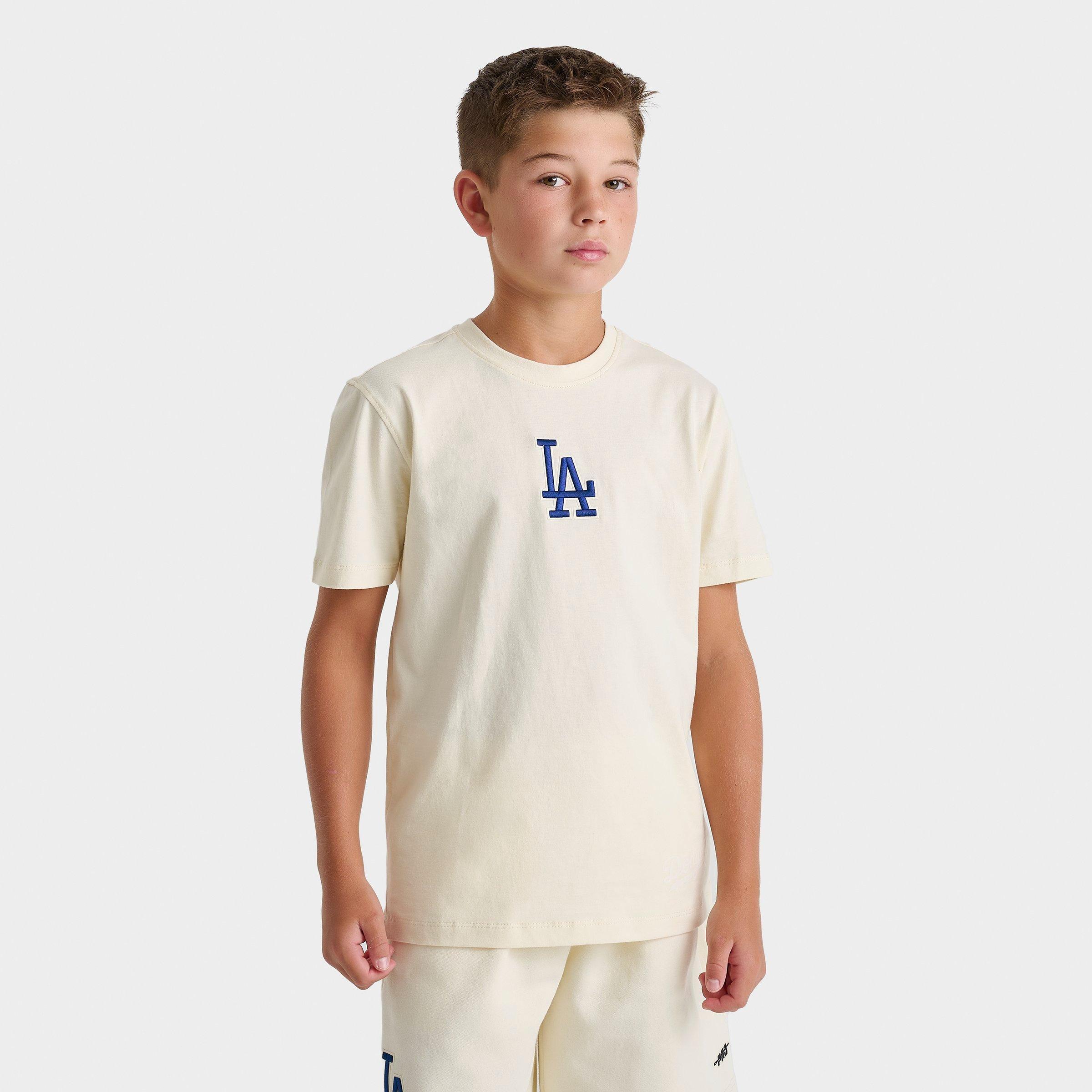 Pro Standard Big Kids Los Angeles Dodgers MLB Classic Icon T-Shirt in Eggshell Size: Small