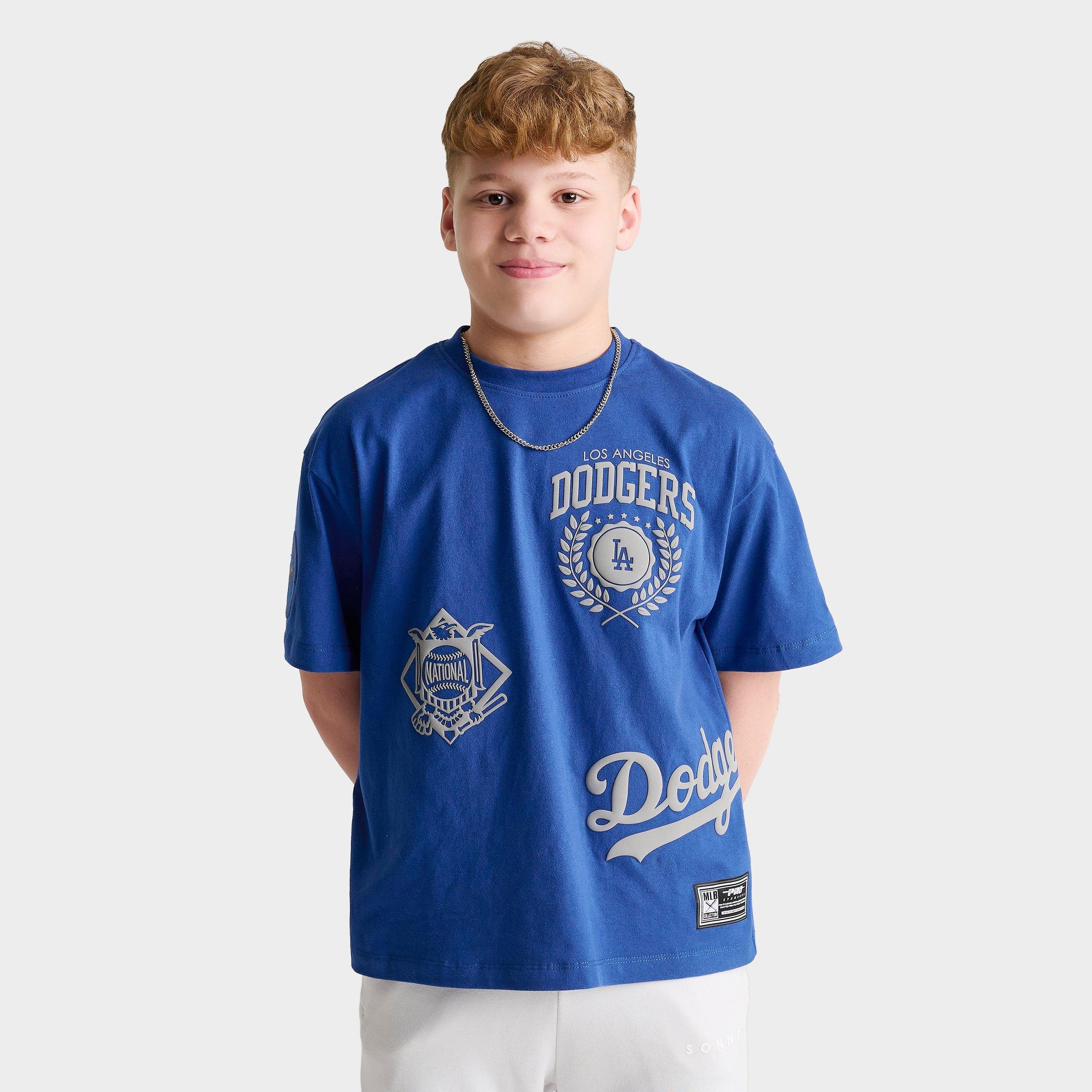 Pro Standard Big Kids Los Angeles Dodgers MLB Multi Logo T-Shirt in Dodgers Blue Size: Small