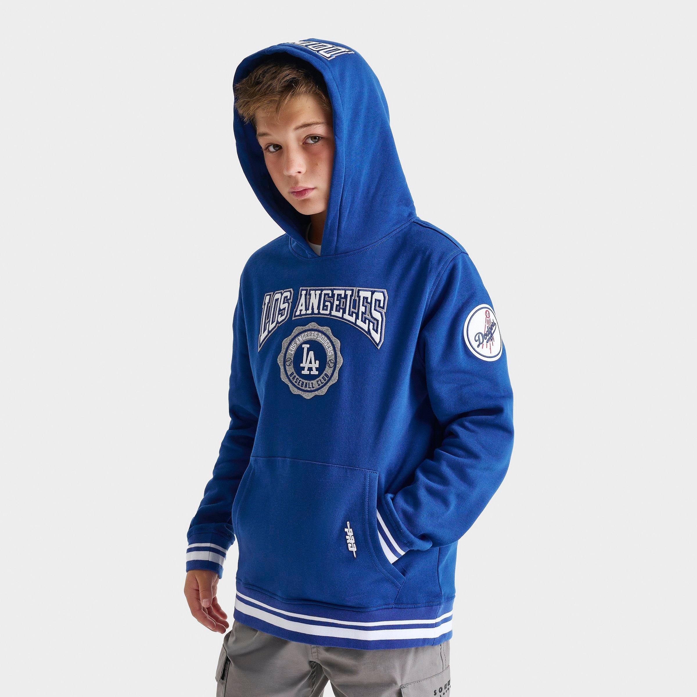 Pro Standard Big Kids Los Angeles Dodgers MLB Emblem Pullover Hoodie in Dodger Blue Size: Small