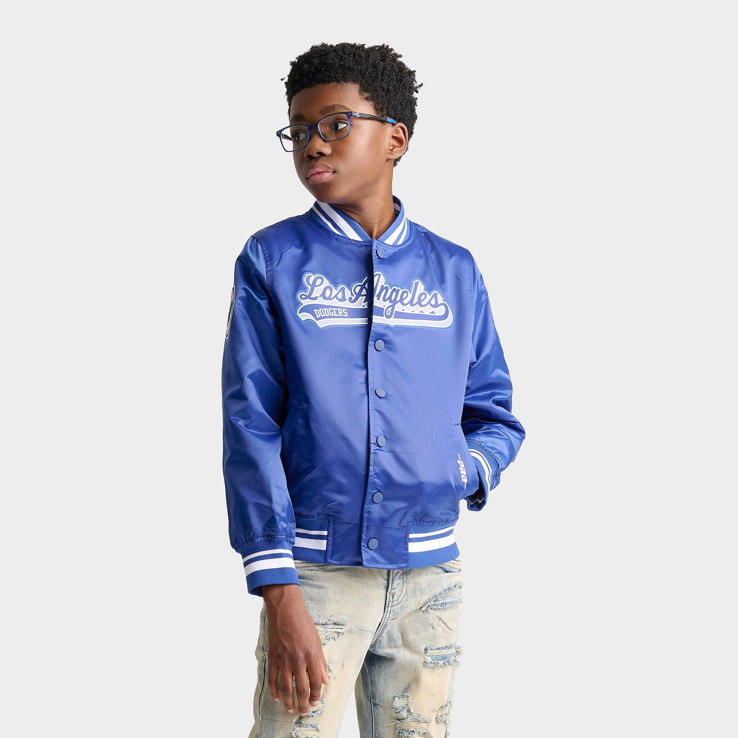 Pro Standard Big Kids Los Angeles Dodgers MLB Satin Jacket in Dodgers Blue Size: Small