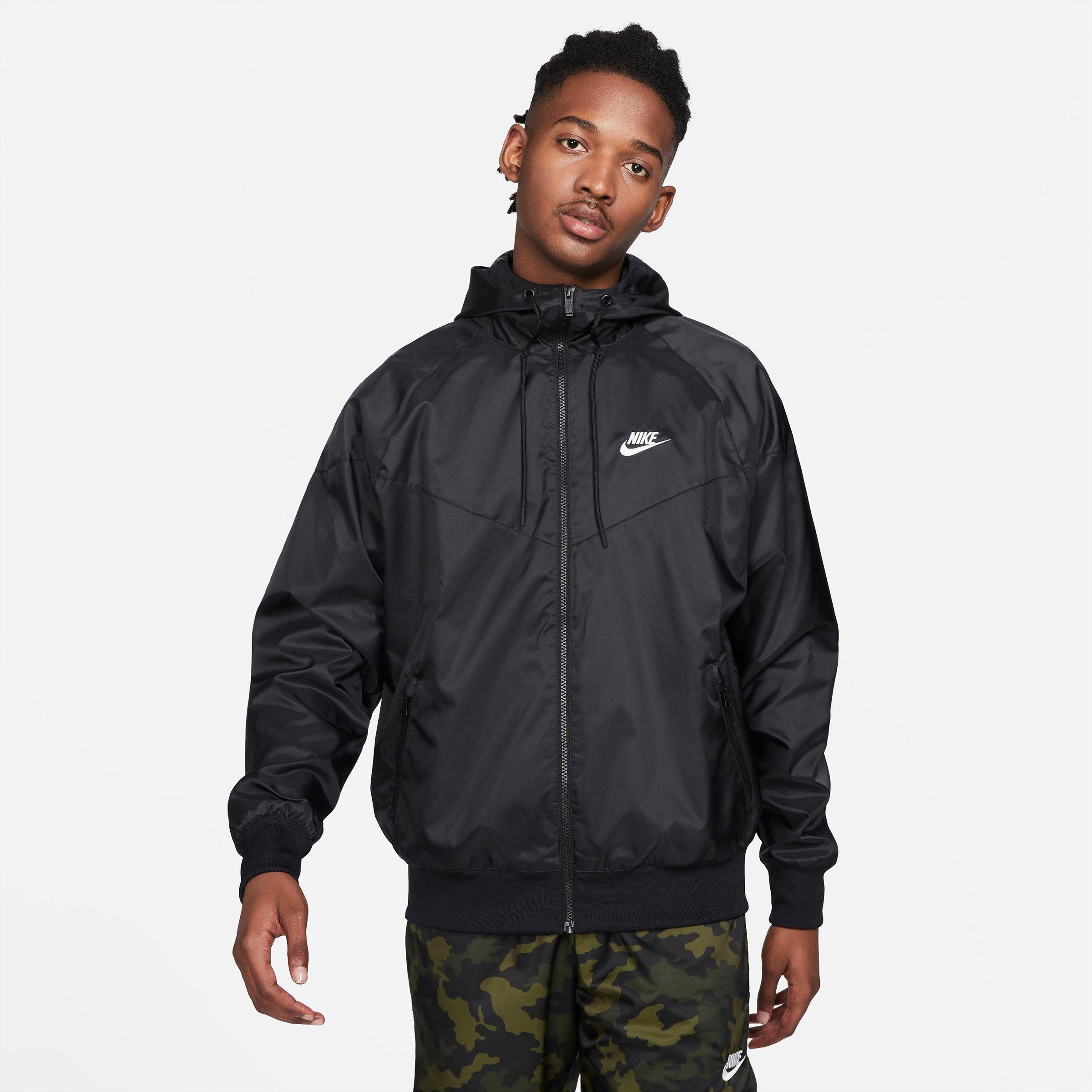 Nike Men's Sportswear Windrunner Woven Hooded Jacket in Black/White Size: Small