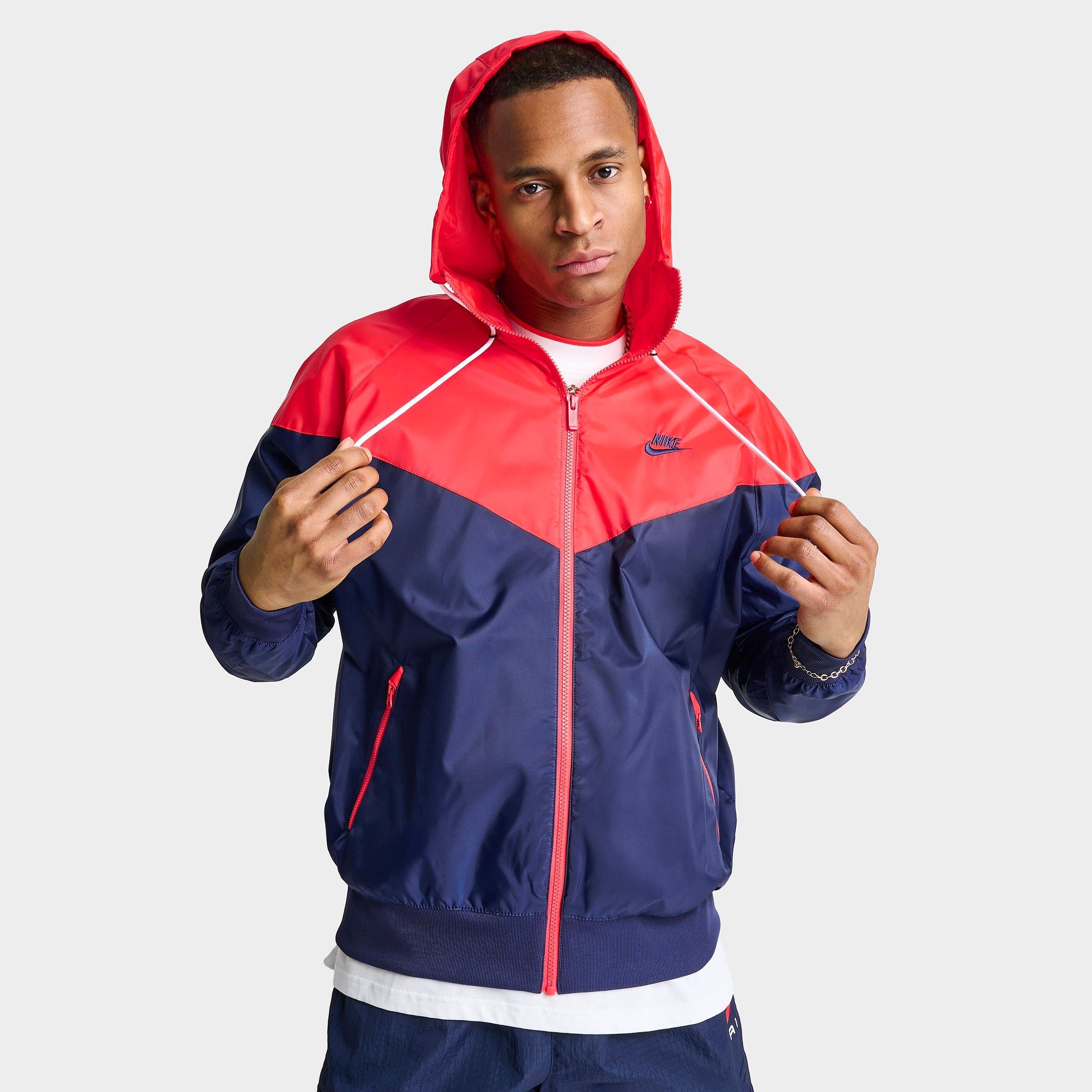 Shop Nike Men's Sportswear Windrunner Woven Hooded Jacket In Midnight Navy/light Crimson/midnight Navy