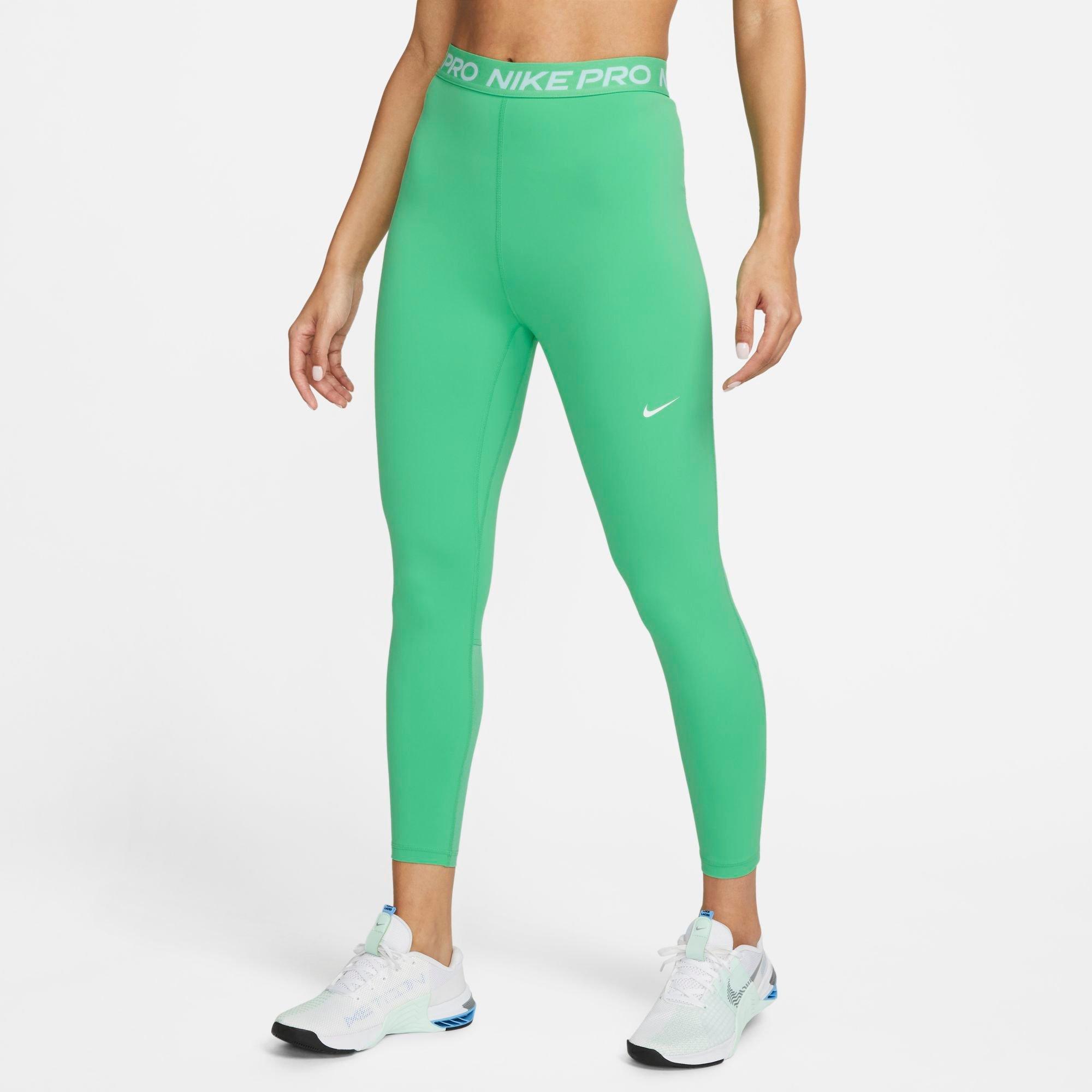 Nike Women's  Pro 365 High-waisted 7/8 Mesh Panel Leggings In Spring Green/white