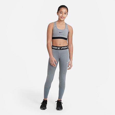 Nike Kids'  Girls' Pro Leggings In Carbon Heather/white