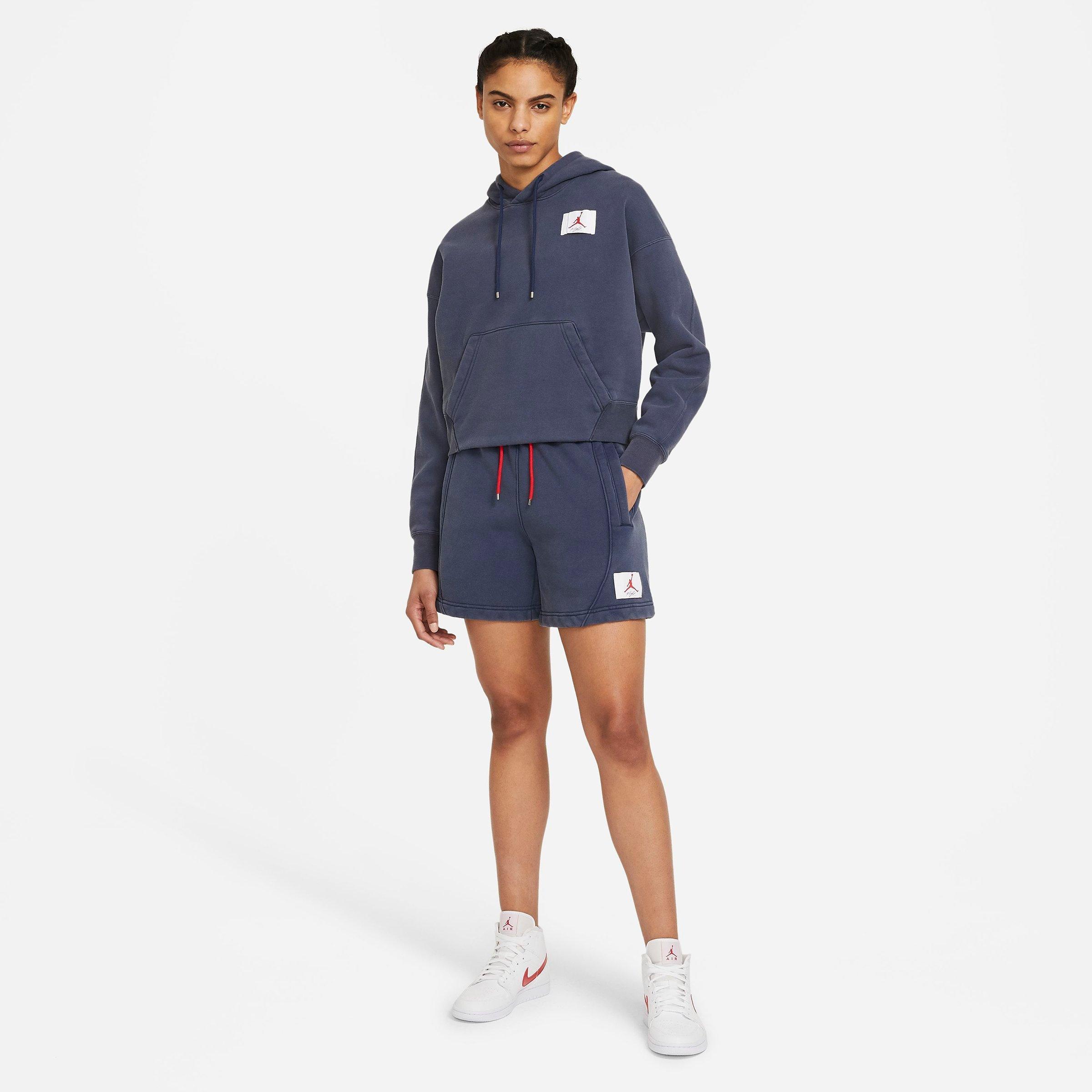 Nike Jordan Women's Flight Fleece Shorts In Midnight Navy/university Red