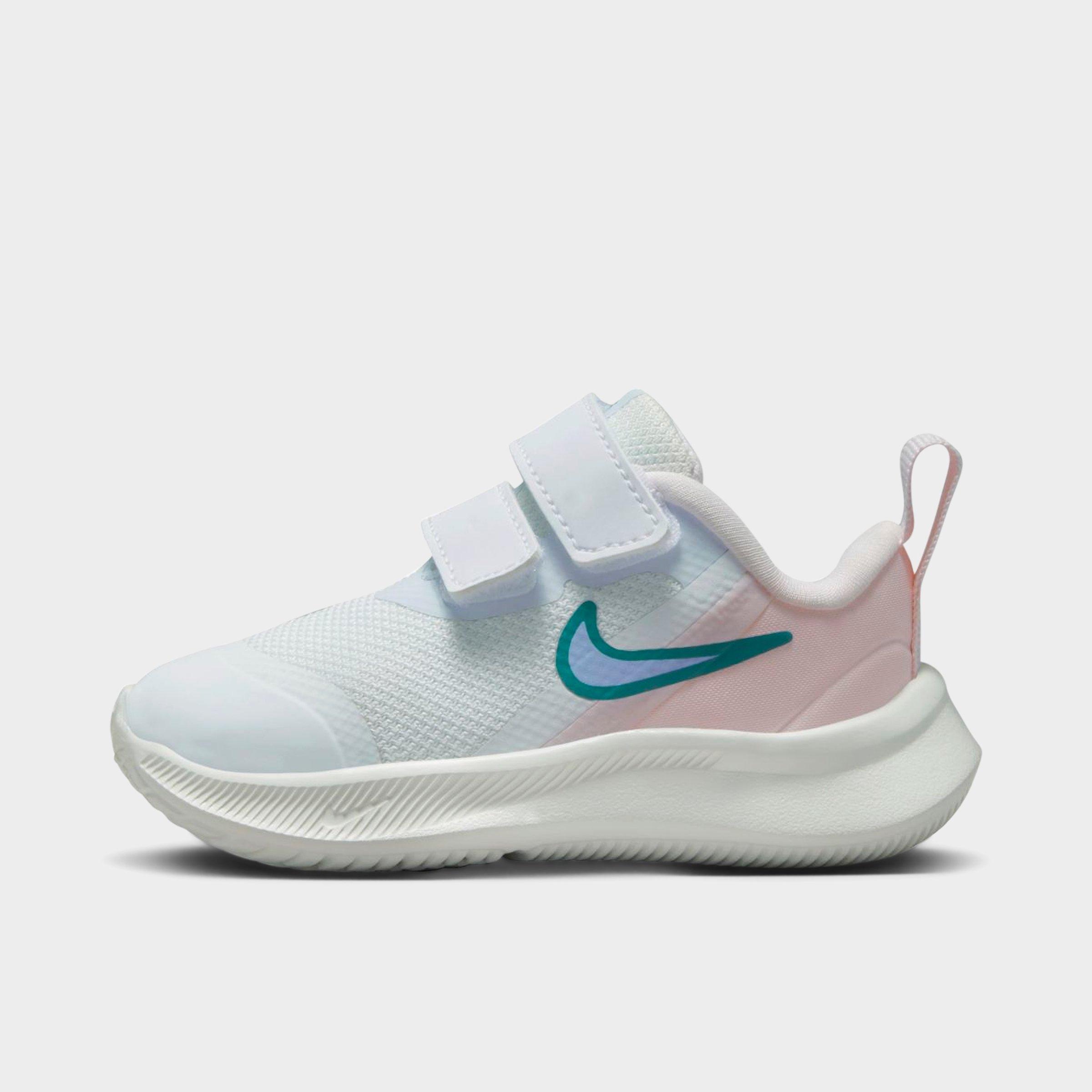 Nike Babies'  Kids' Toddler Star Runner 3 Hook-and-loop Running Shoes In White/cobalt Bliss/pearl Pink/mineral Teal