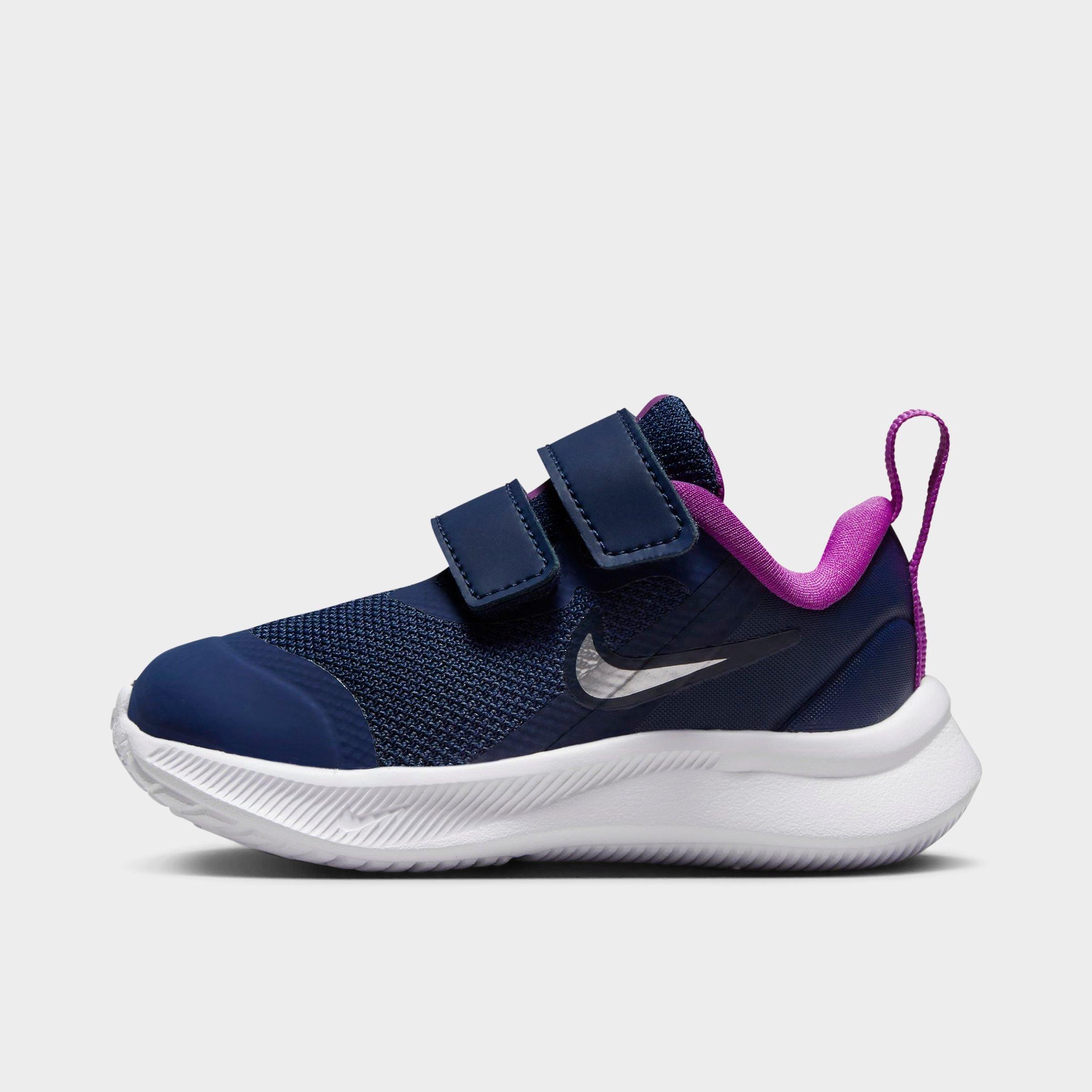 Nike Babies'  Kids' Toddler Star Runner 3 Hook-and-loop Running Shoes In Midnight Navy/vivid Purple/metallic Silver