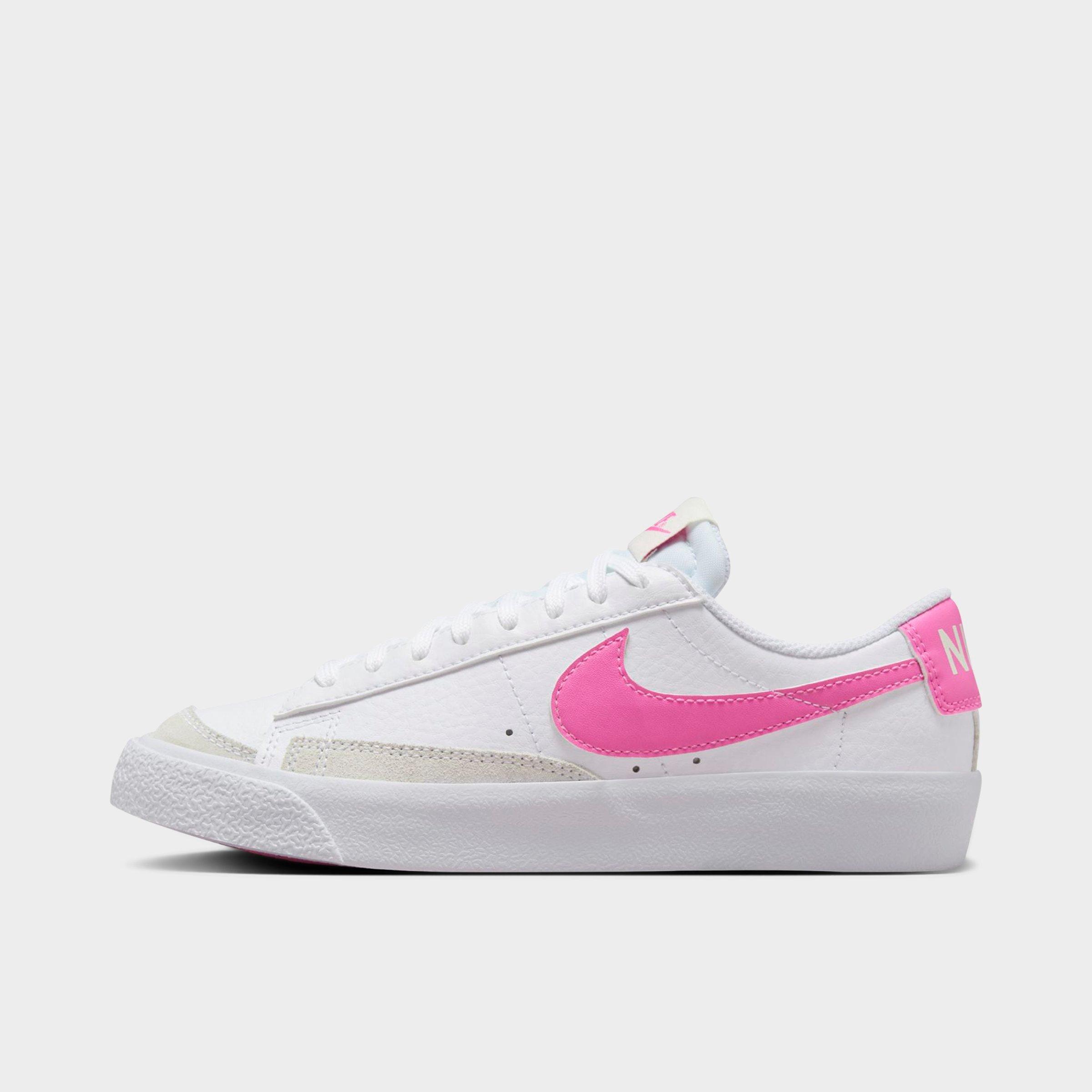 Nike Big Kids Blazer Low '77 Casual Shoes in White/Sail/Playful Pink Size: 3.5