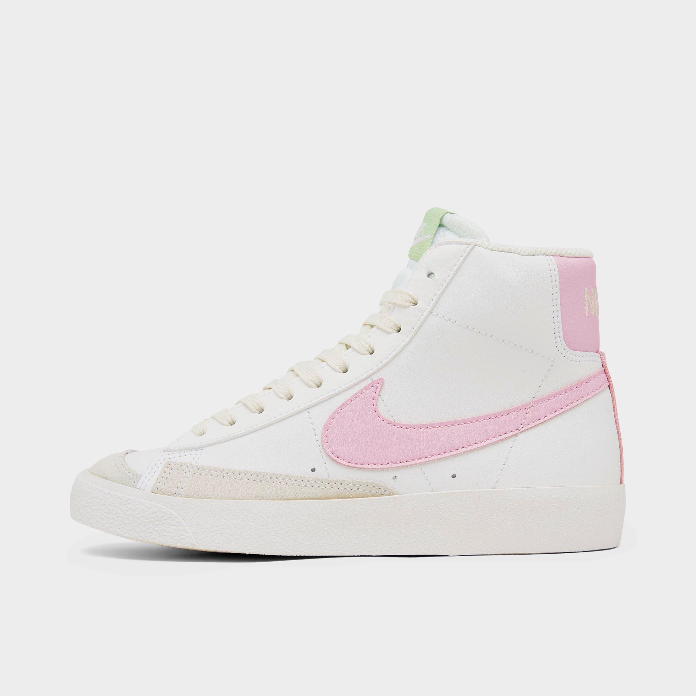 Nike Girls' Big Kids Blazer Mid '77 Casual Shoes in Summit White/Pink Foam/Coconut Milk Size: 3.5