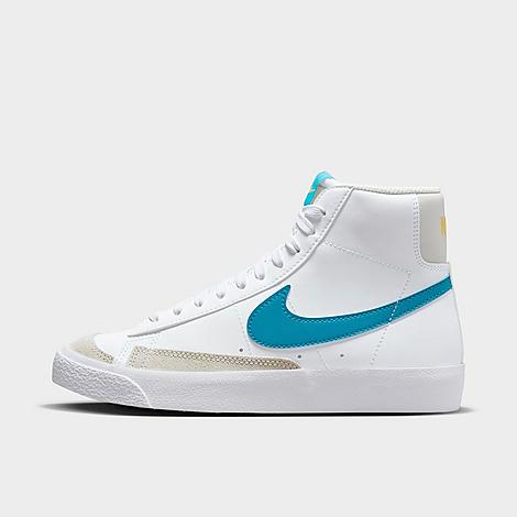 Nike Big Kids' Blazer Mid '77 Casual Shoes In White/laser Blue/yellow Ochre/light Bone