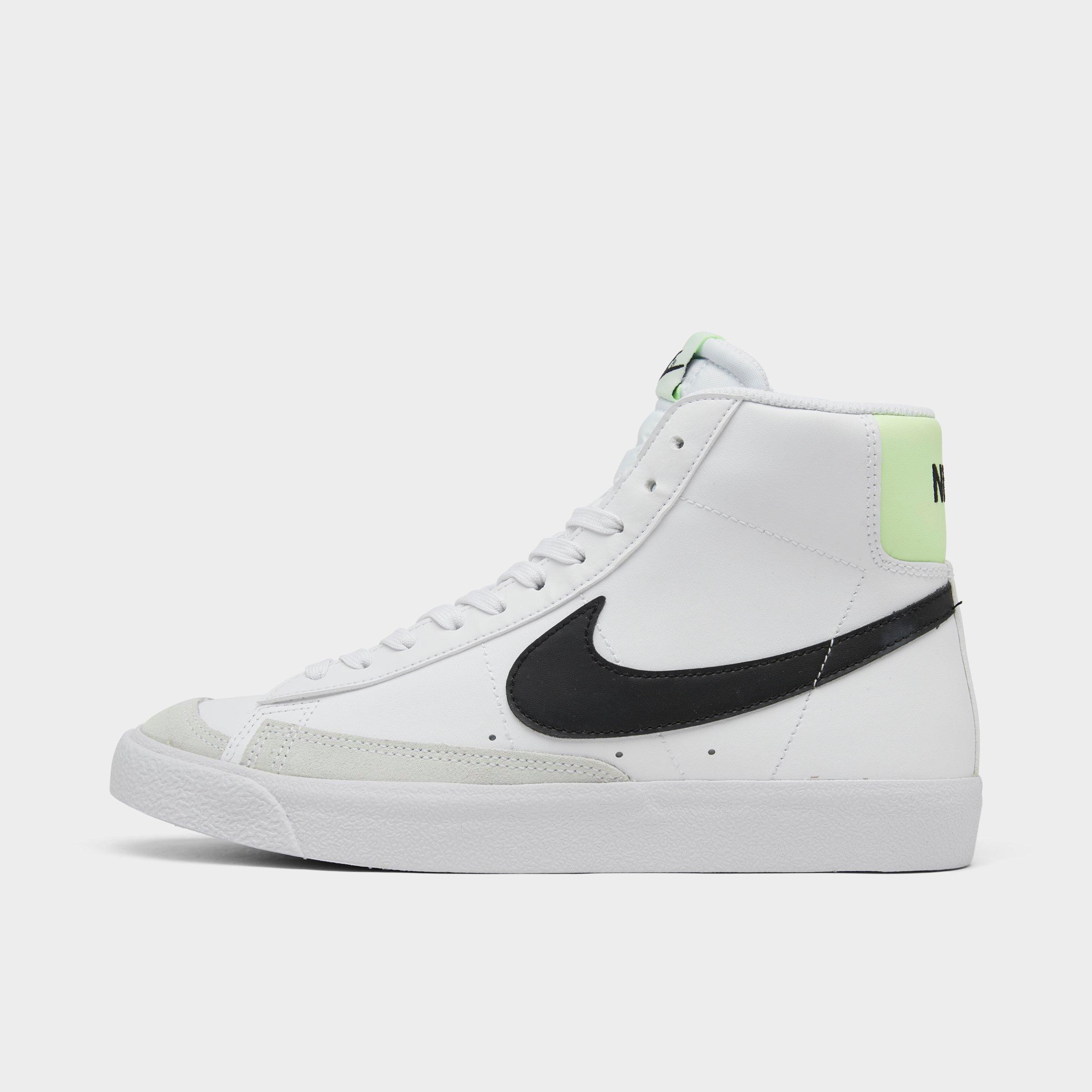Nike Big Kids' Blazer Mid '77 Casual Shoes In White/black/barely Volt