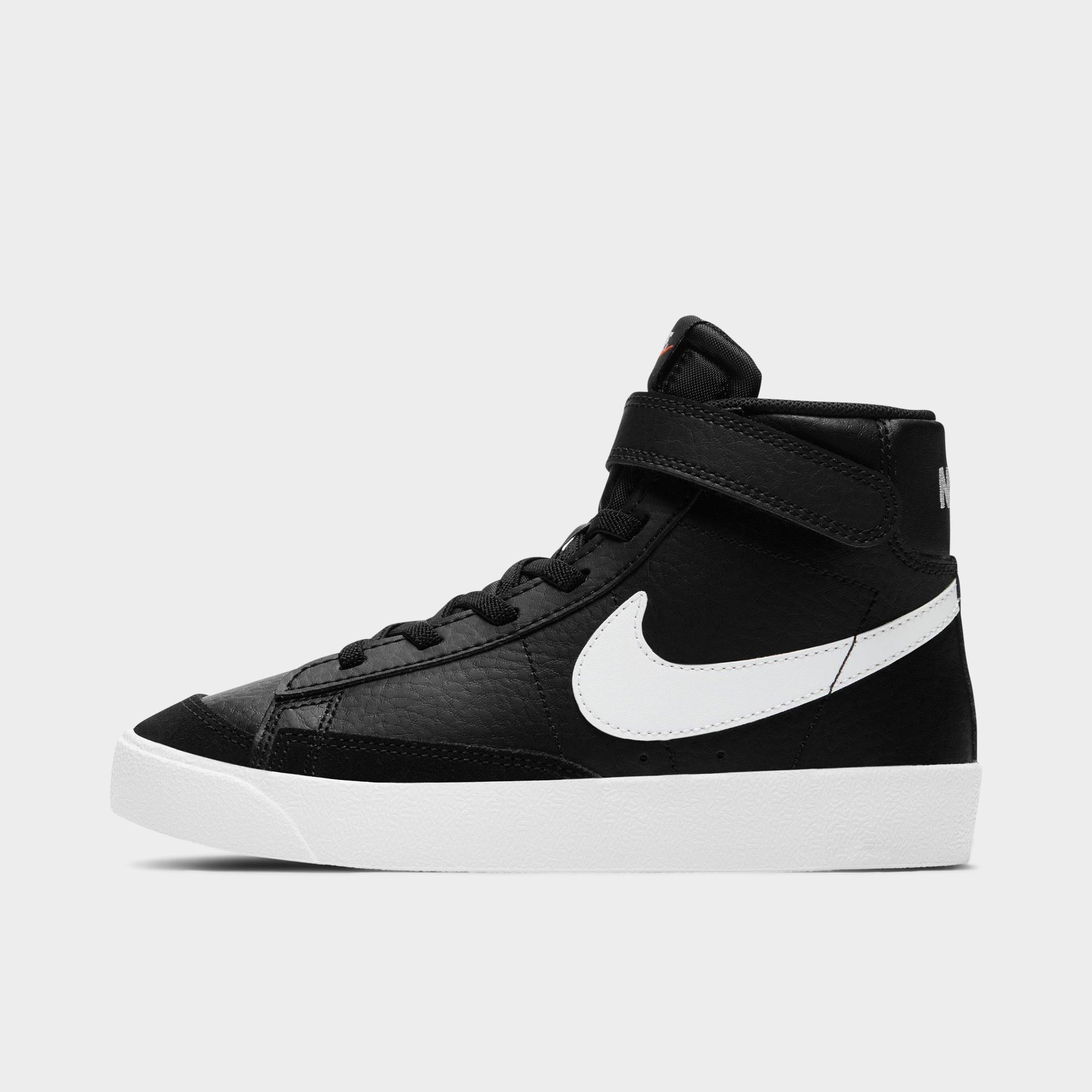 Nike Little Kids Blazer Mid '77 Stretch Lace Casual Shoes in Black/Sail/White Size: 1.0