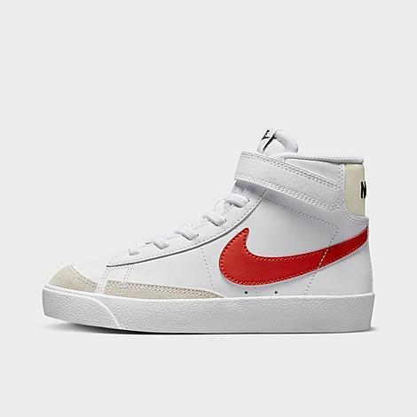 Nike Little Kids' Blazer Mid '77 Stretch Lace Casual Shoes In White/picante Red/coconut Milk/white