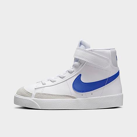 Nike Little Kids' Blazer Mid '77 Stretch Lace Casual Shoes In White/game Royal/pure Platinum