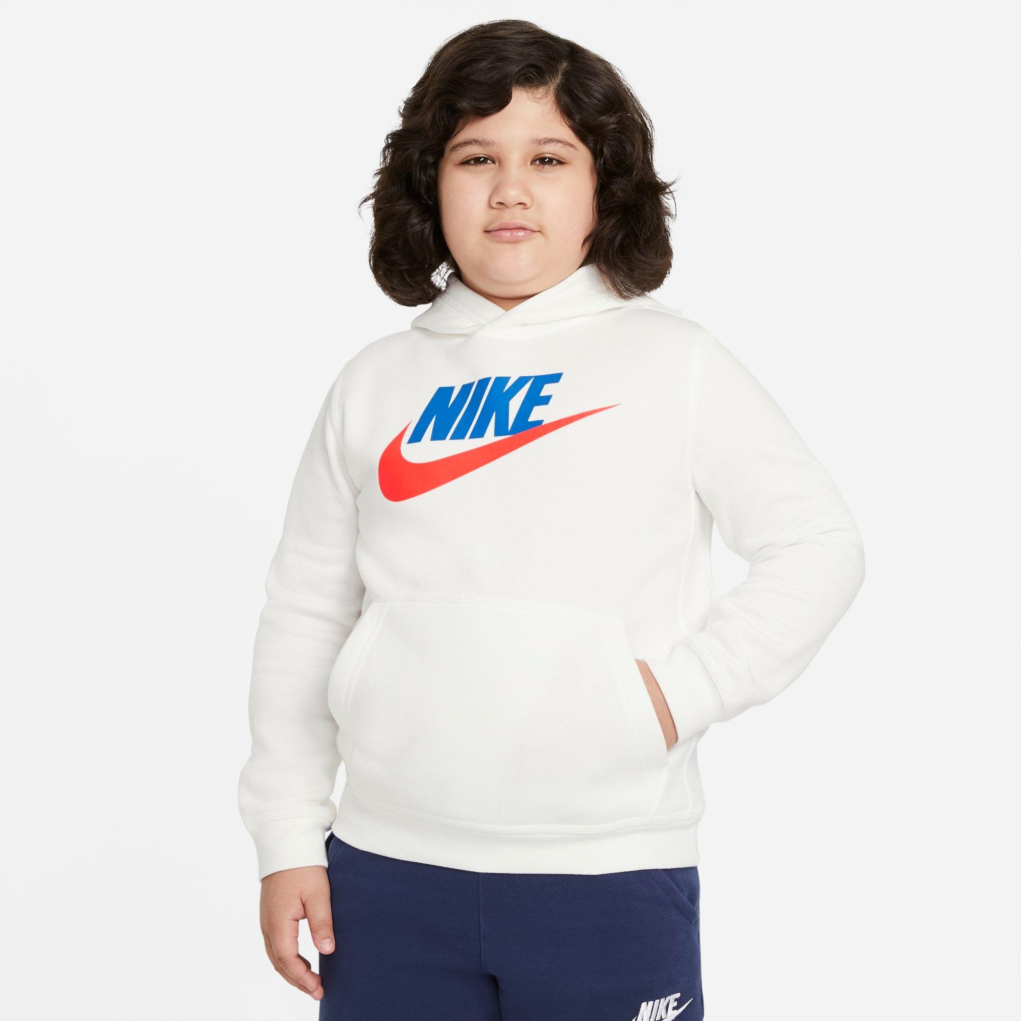 Nike Kids' Sportswear Hbr Club Fleece Hoodie (plus Size) In White