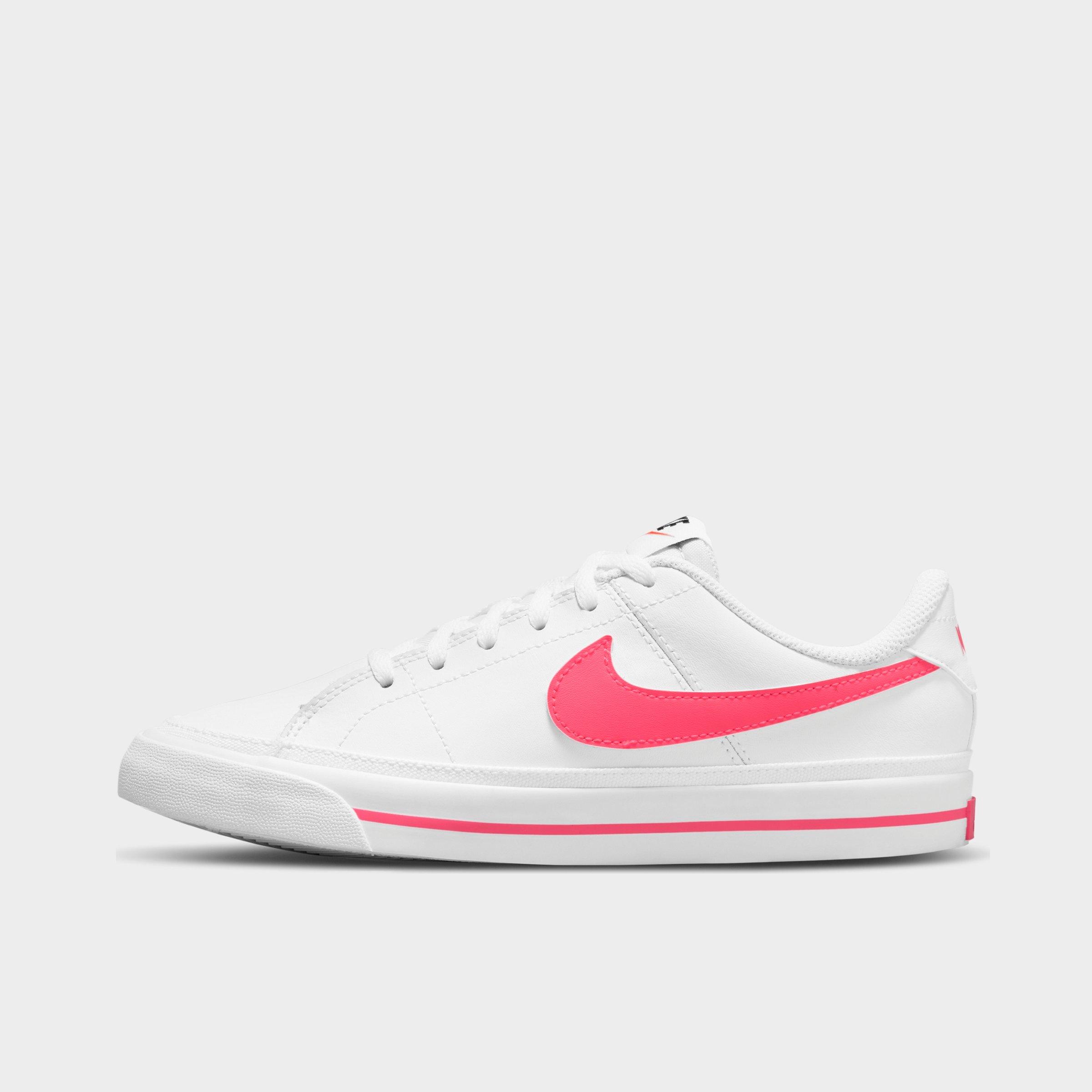Nike Big Boys Court Legacy Casual Sneakers From Finish Line In White/hyper Pink