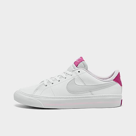 Nike Girls' Big Kids' Court Legacy Casual Shoes In White/football Grey/cosmic Fuchsia