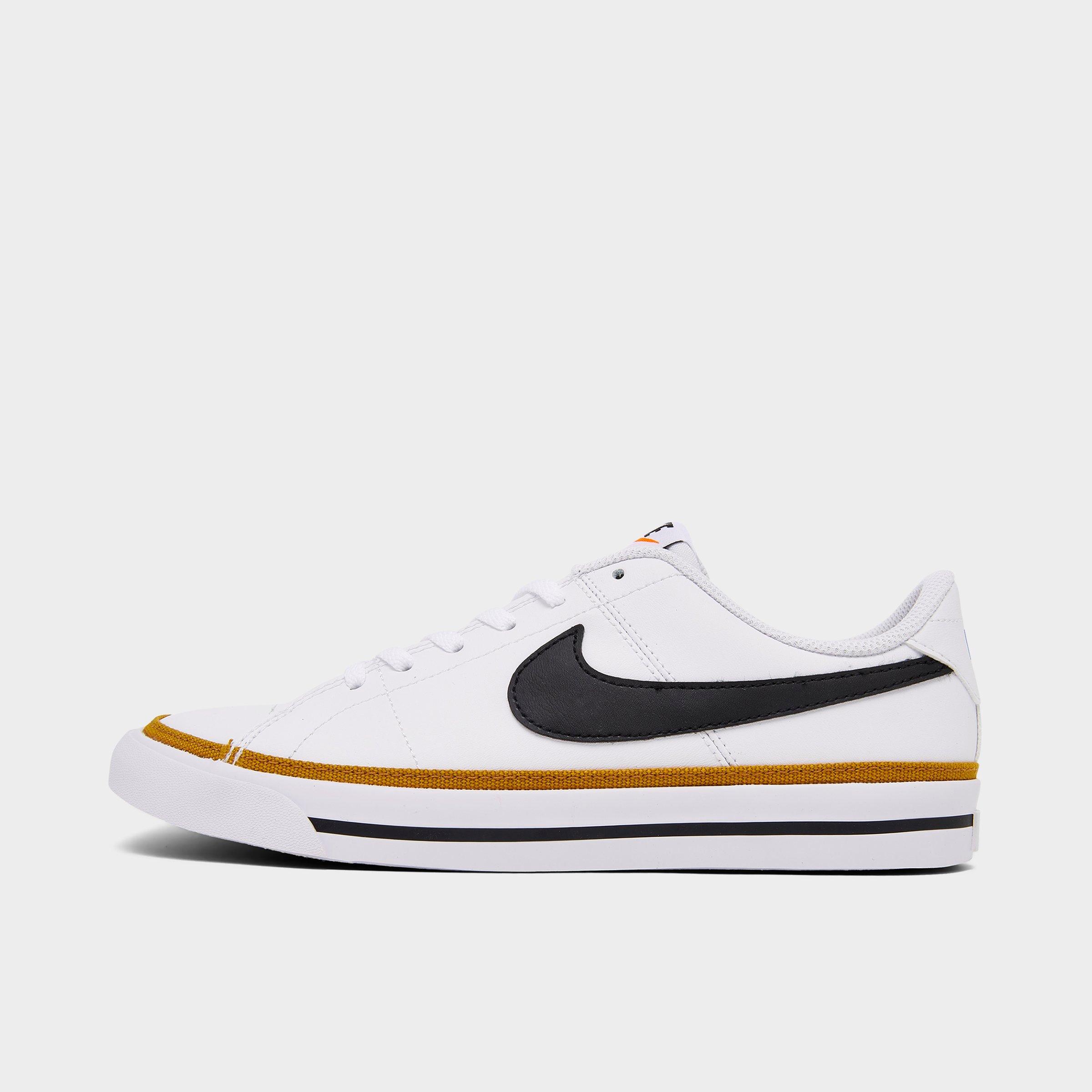 Nike Big Kids Court Legacy Casual Shoes in White/Black/Desert Ochre Size: 3.5