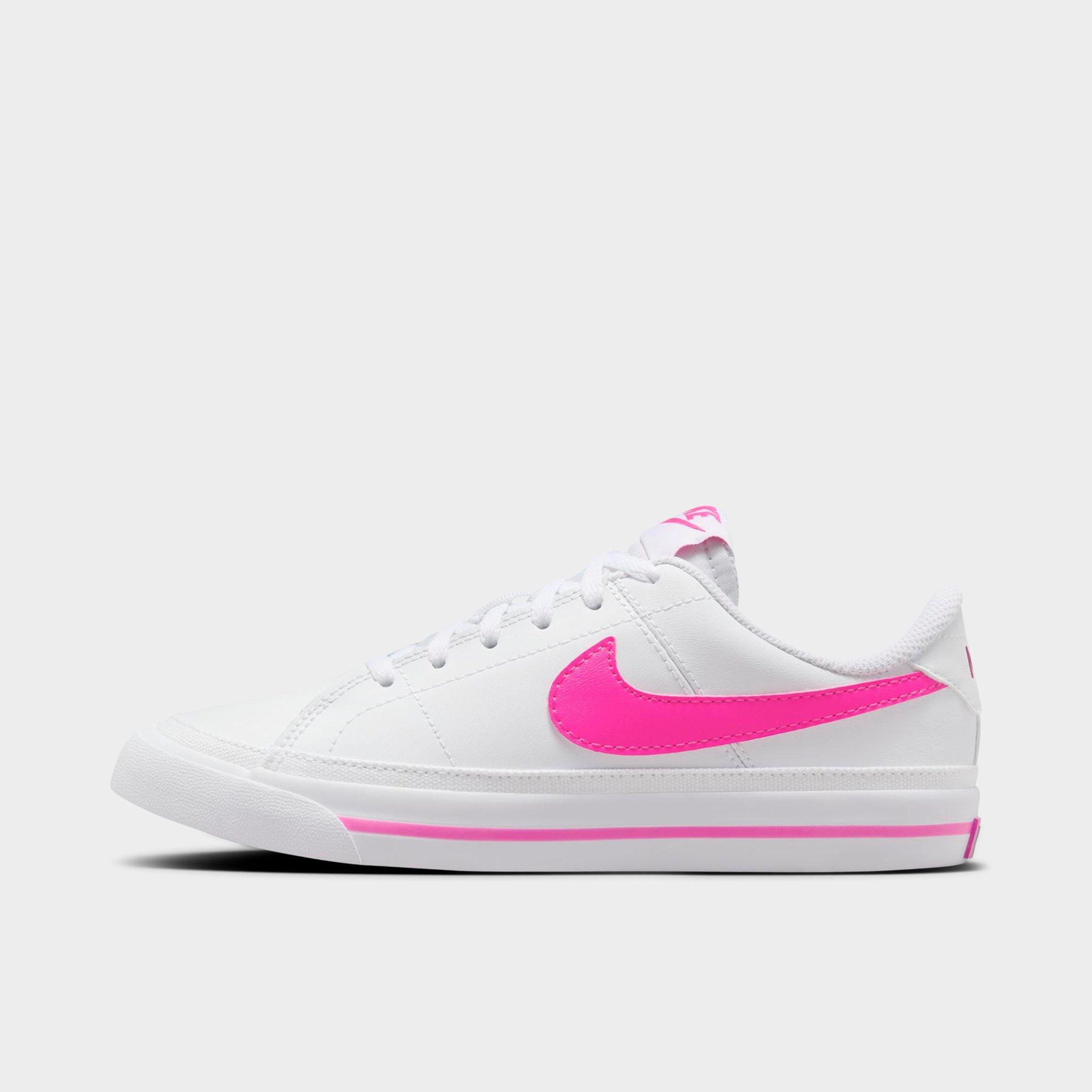 Nike Big Kids Court Legacy Casual Shoes in White/Laser Fuchsia Size: 3.5