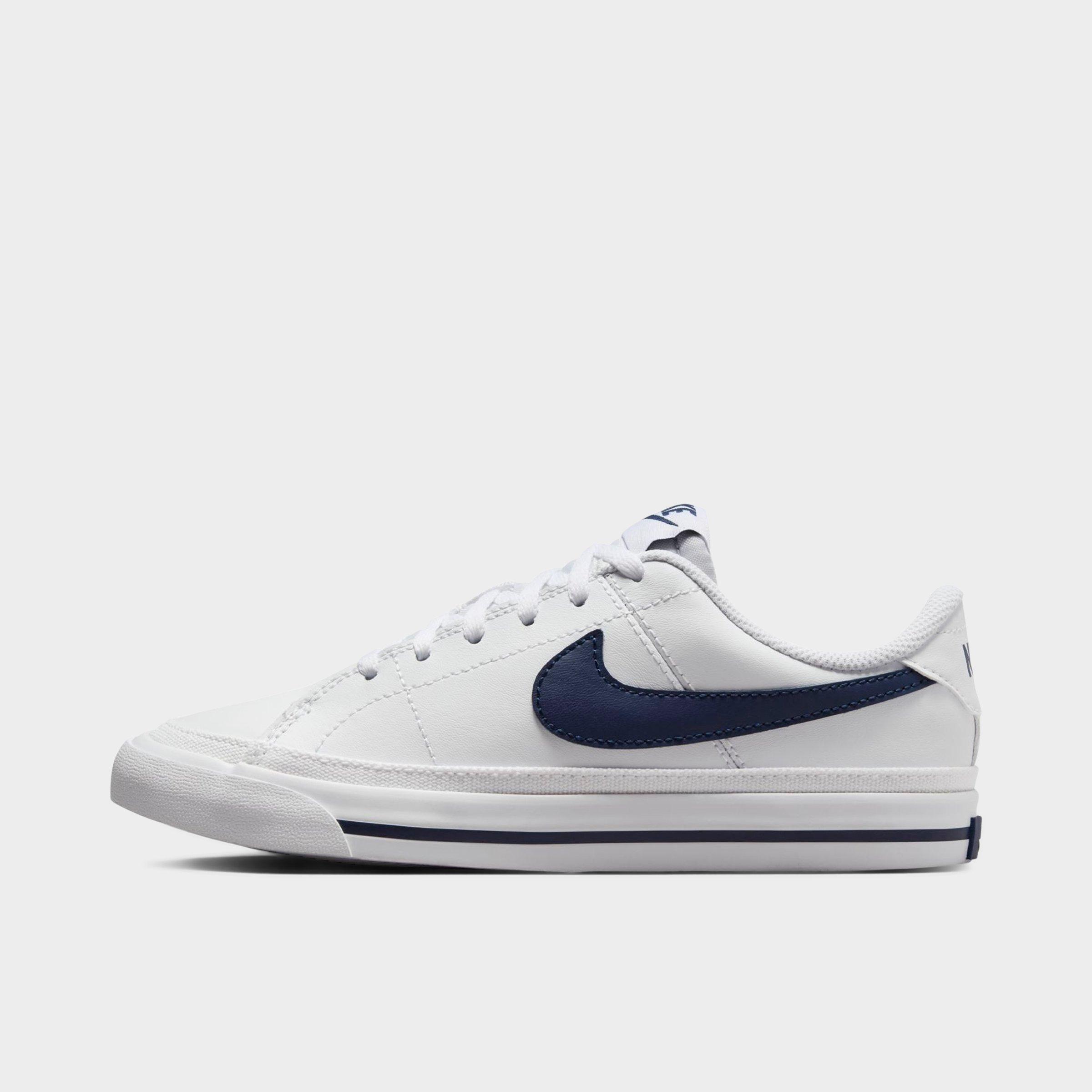 Nike Big Kids Court Legacy Casual Shoes in White/Midnight Navy Size: 3.5