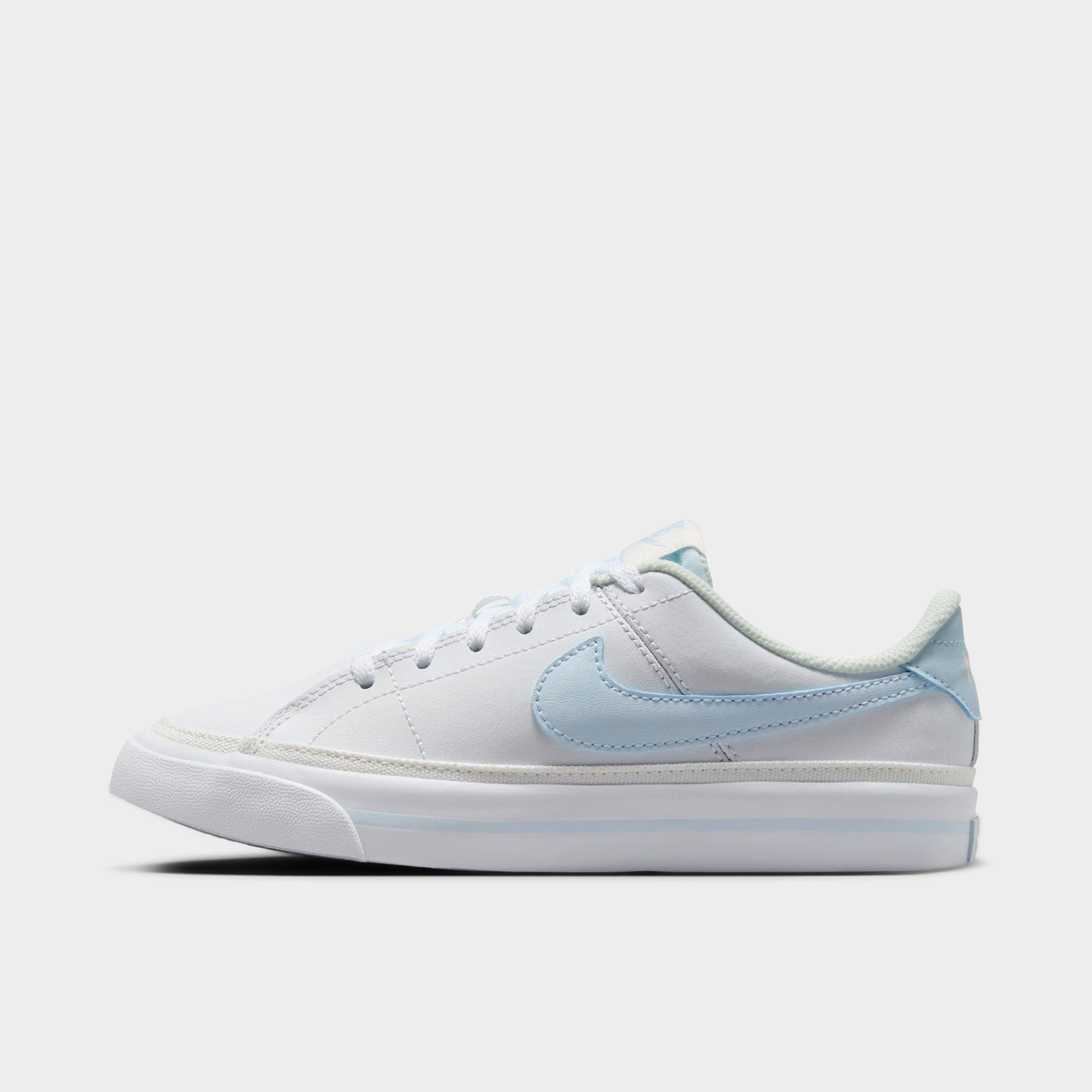 Nike Big Kids Court Legacy Casual Shoes in White/Blue Tint-Sail Size: 3.5