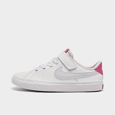 Nike Girls' Little Kids' Court Legacy Casual Shoes In White/football Grey/cosmic Fuchsia