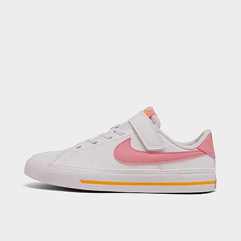 Nike Girls' Little Kids' Court Legacy Casual Shoes In White/coral Chalk/laser Orange