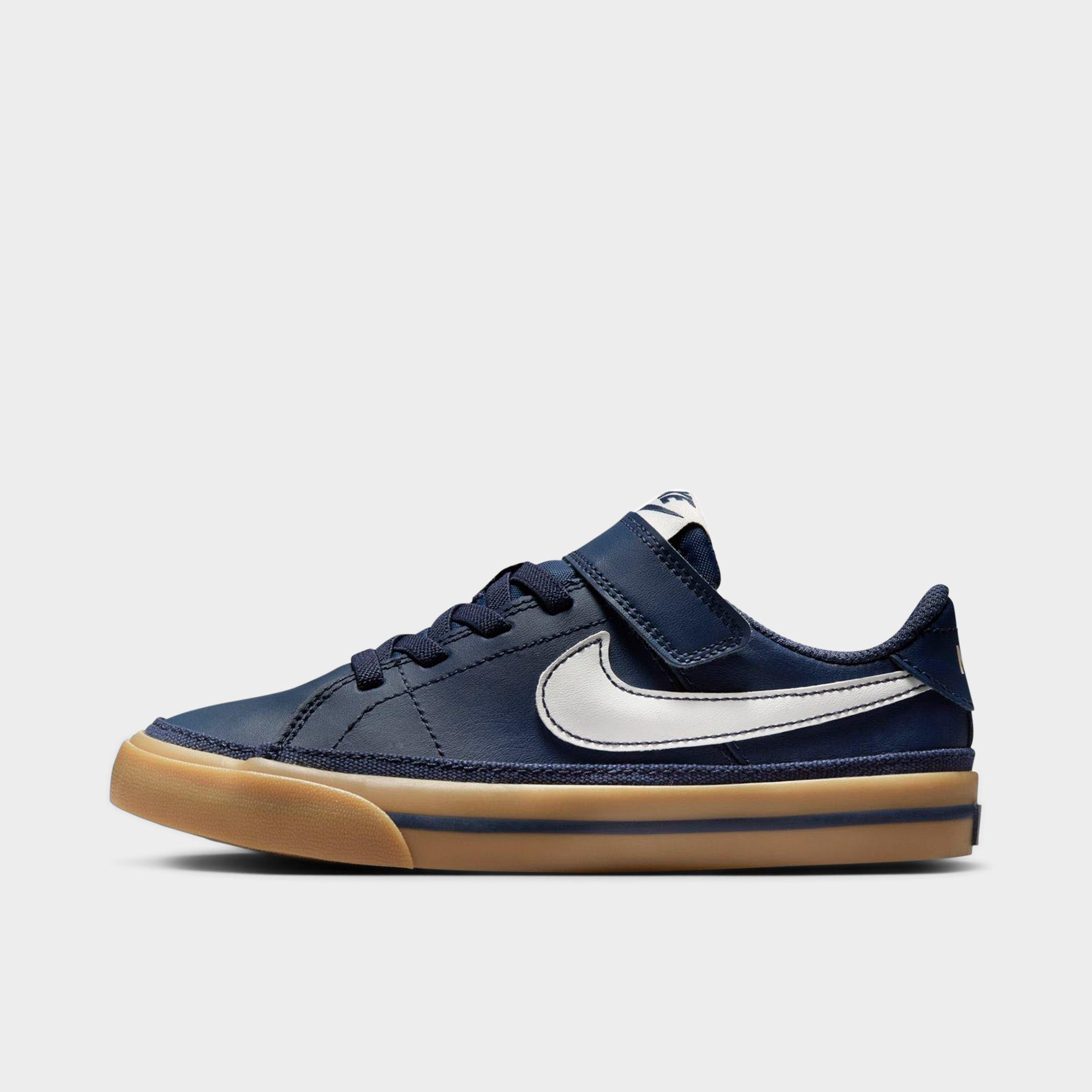 Nike Little Kids Court Legacy Casual Shoes in Thunder Blue/Gum Light Brown/Sail Size: 1.0