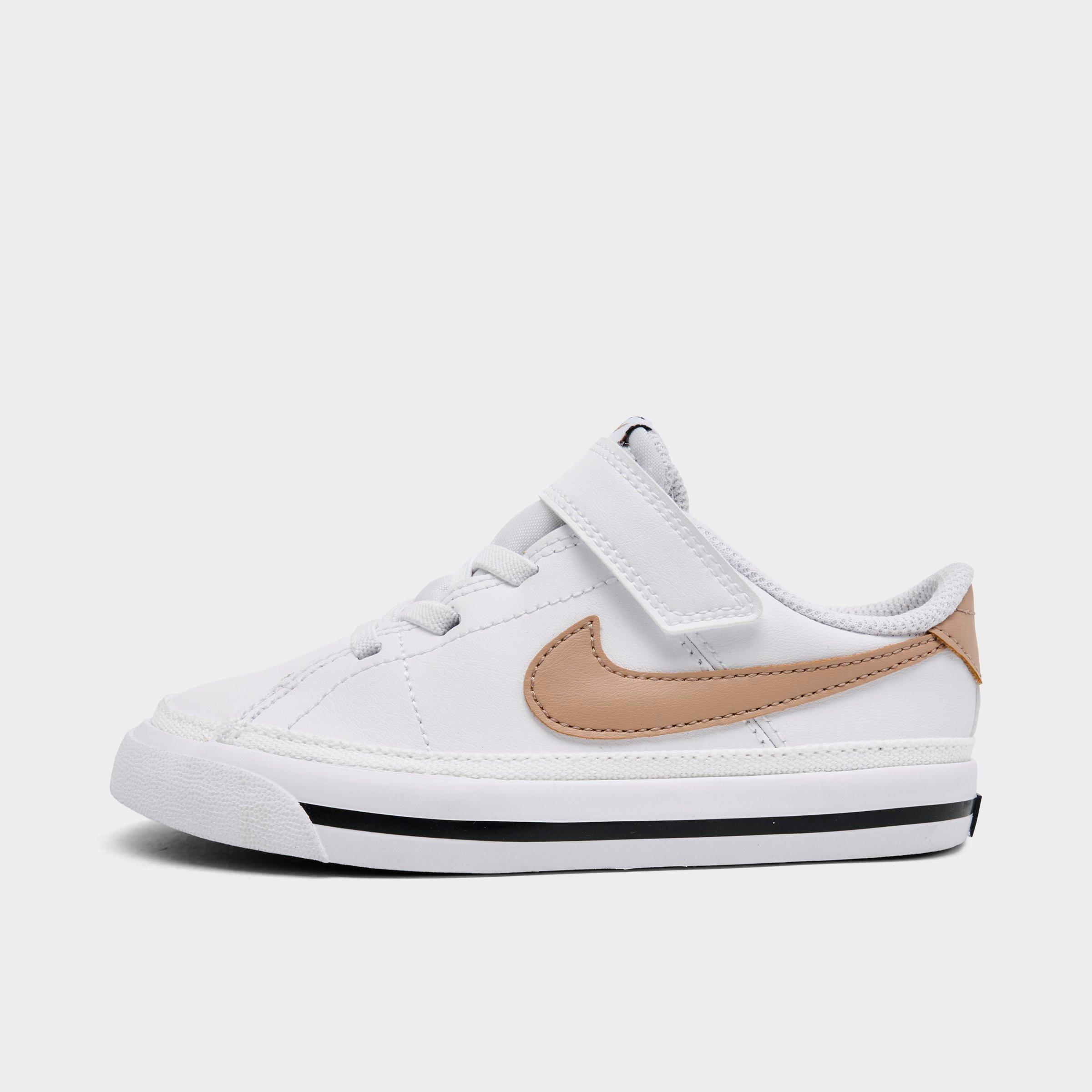 Nike Kids Toddler Court Legacy Casual Shoes in White/Black/Hemp Size: 4.0