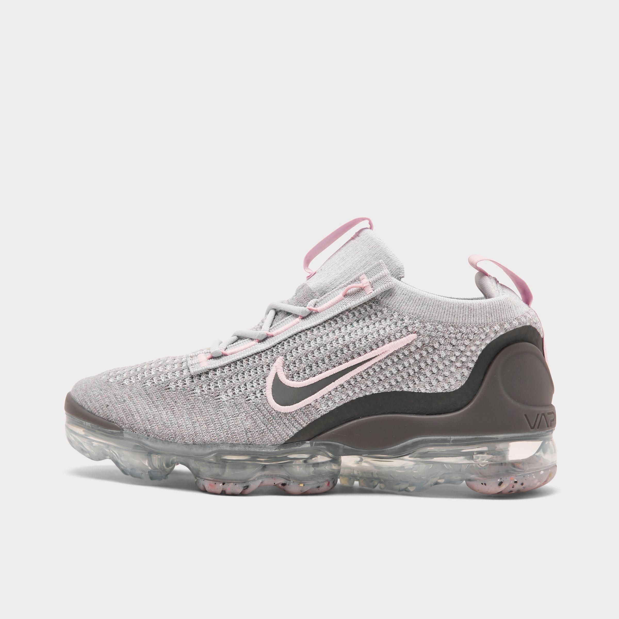 Nike Kids Girls Air Vapormax 21 Flyknit Running Shoes In Pure Platinum Pink Foam Smoke Grey Modesens