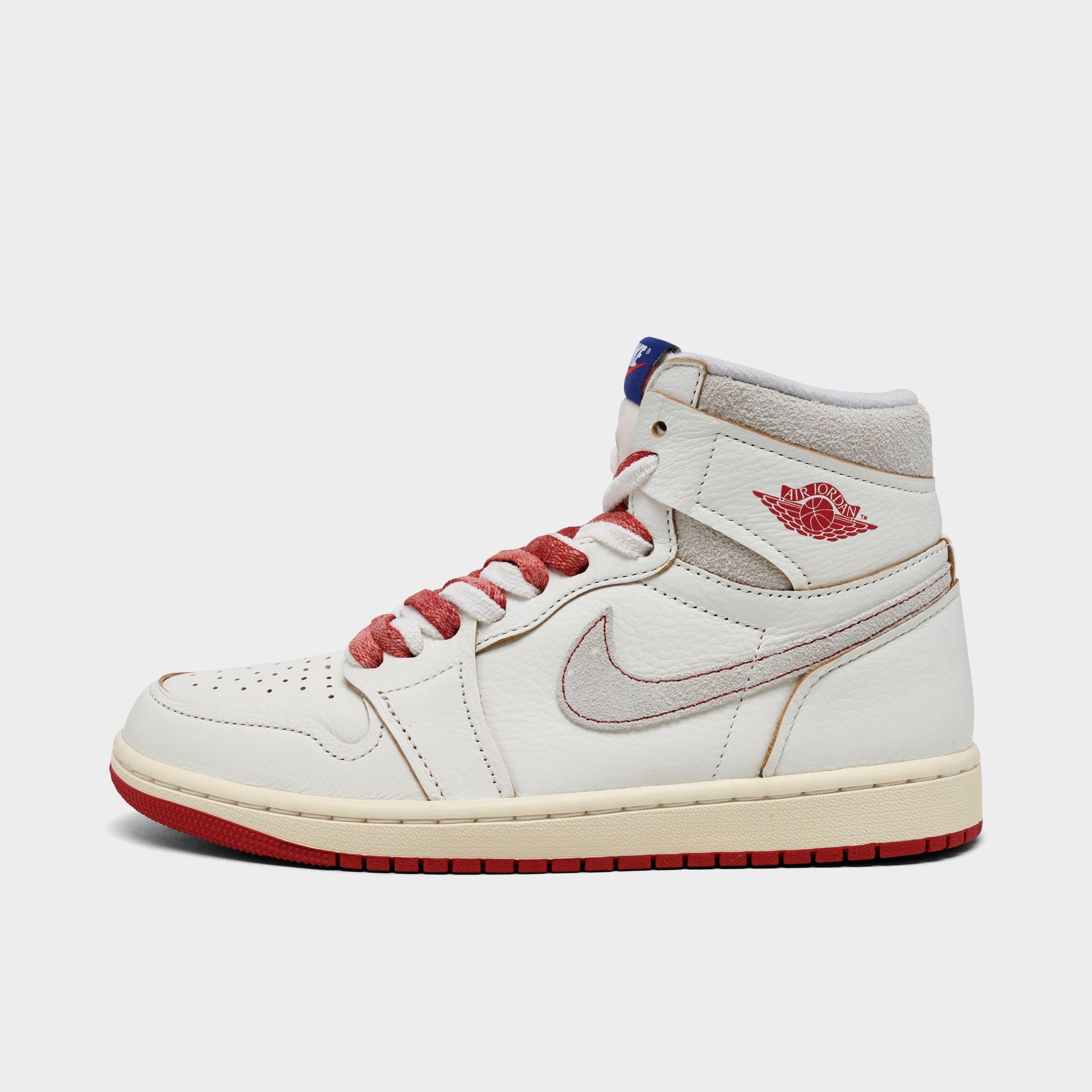 Jordan Women's Air Retro 1 High OG Casual Shoes in Sail/Cinnabar/Light Bone Size: 5.0