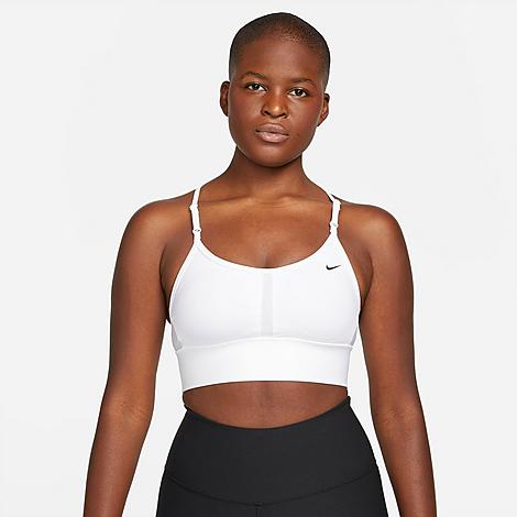 Nike Women's Dri-fit Indy Longline Light-impact Sports Bra In White/black