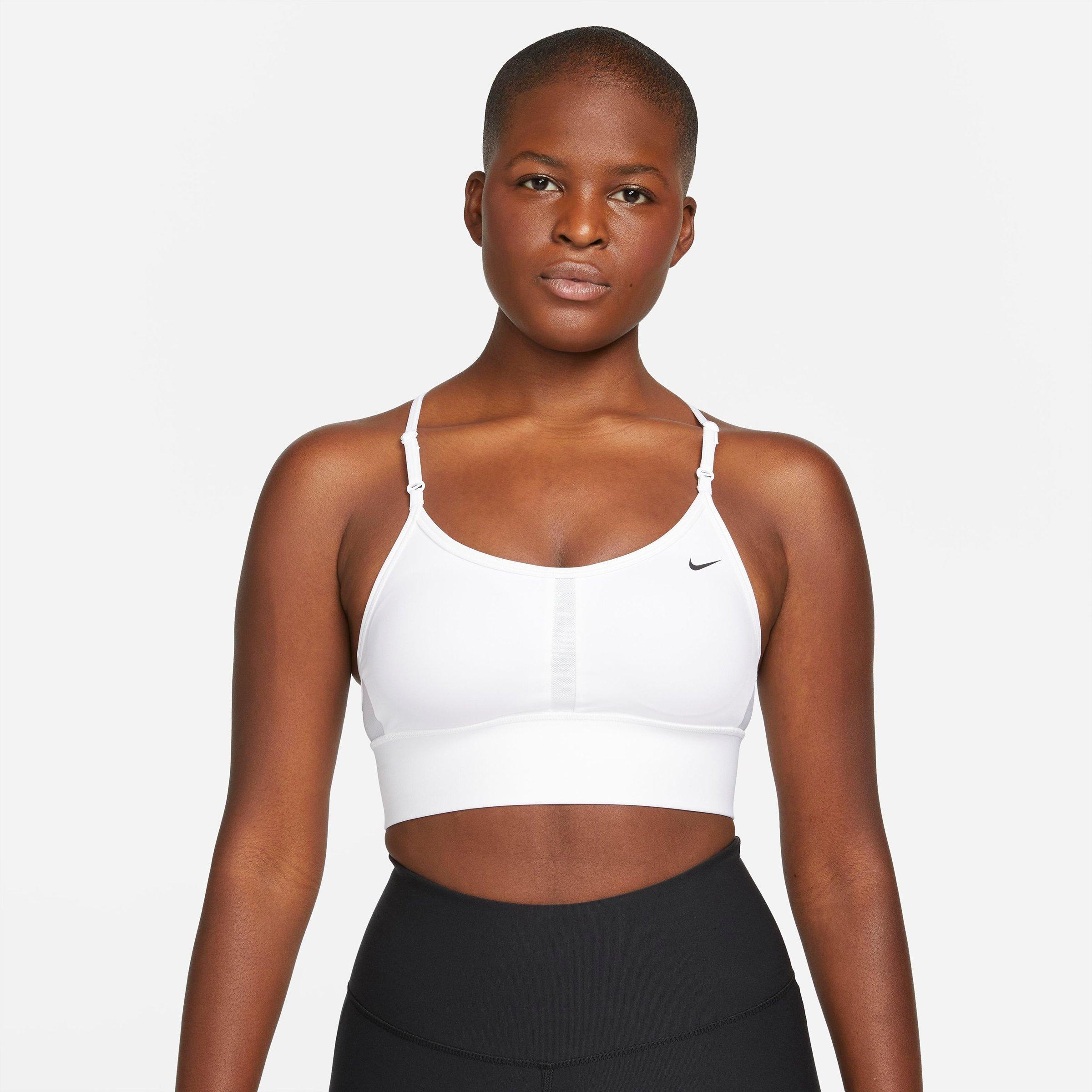 Nike Women's Dri-fit Indy Longline Light-impact Sports Bra In White/black